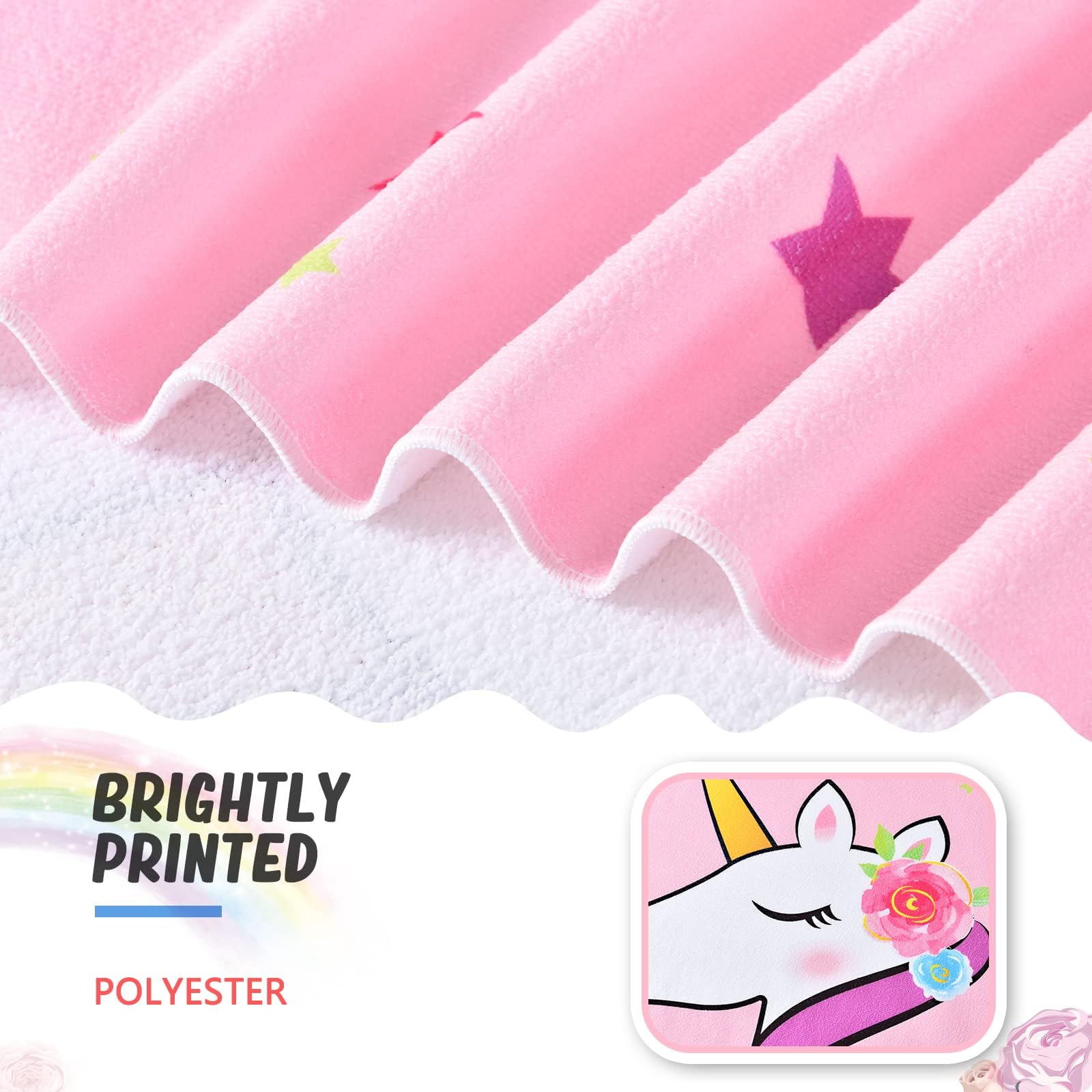 Wernnsai Unicorn Beach Towel - 30    X 60    Pink Polyester Camping Towels For Girls Kids Quick Dry Ultra Absorbent Super Soft B