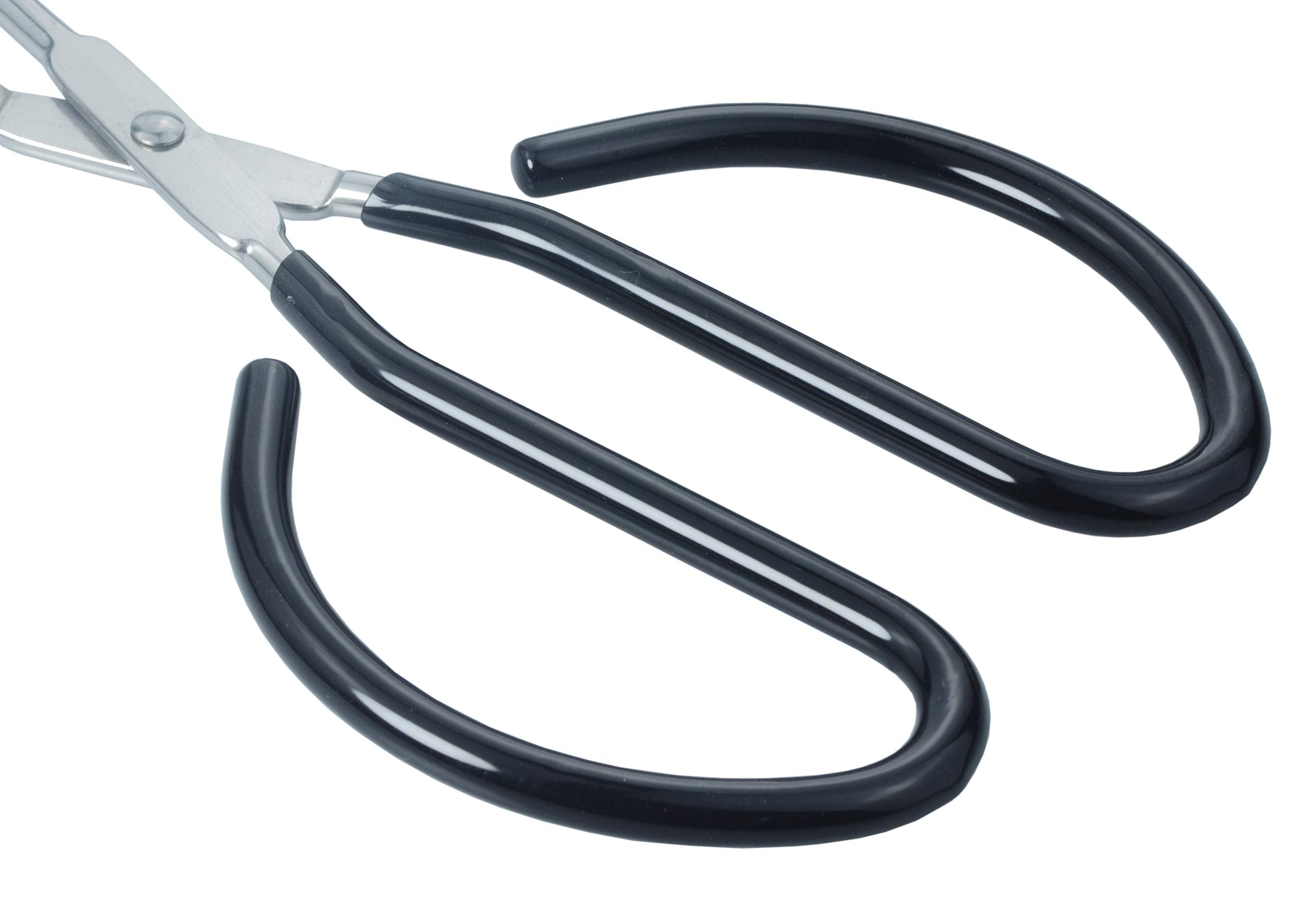 HINMAY Stainless Steel Kitchen Scissor Tongs, 10-Inch Heavy Duty, Set of 2, Black