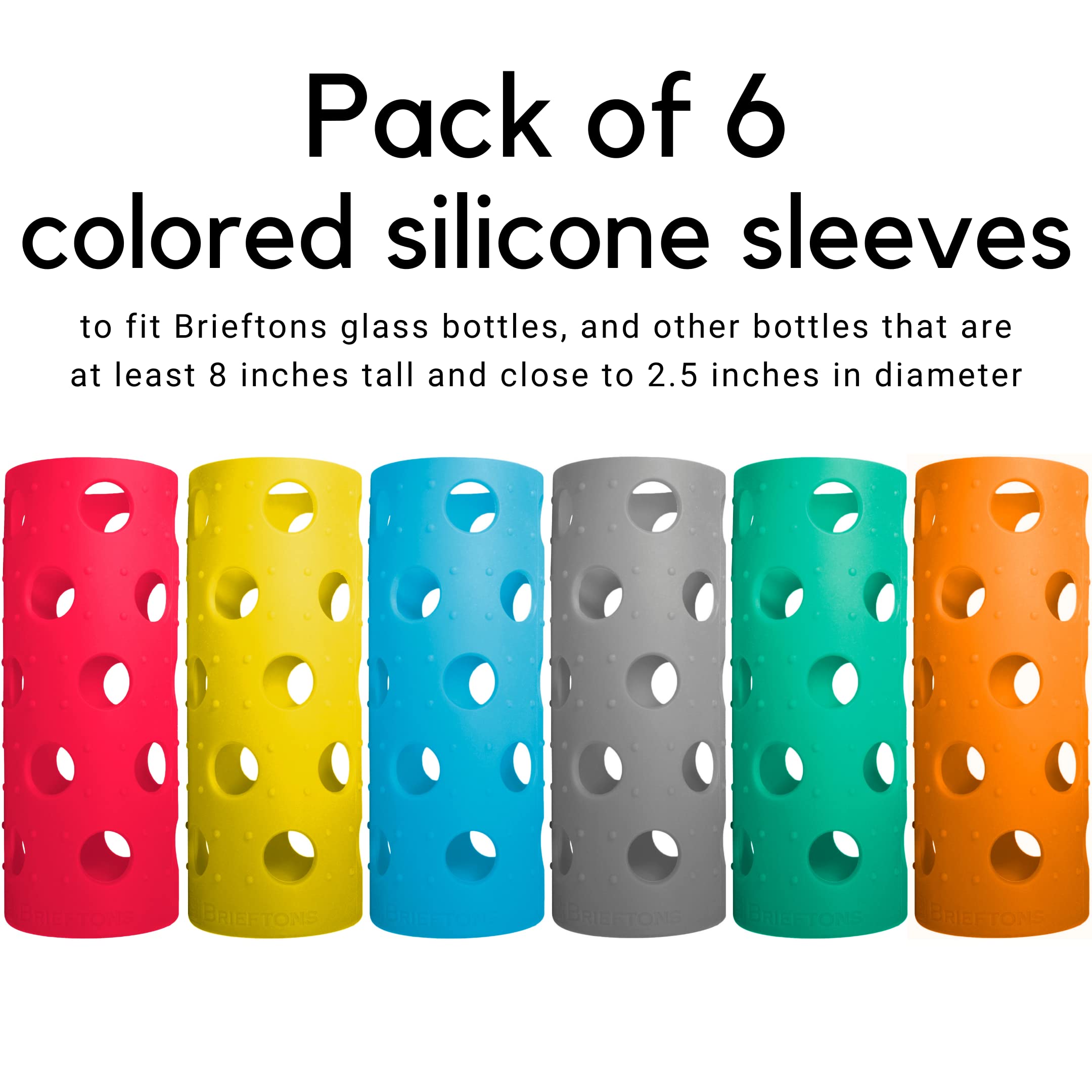 Brieftons Silicone Sleeves: 6-Pack Insulated Anti-Slip Protection Covers, Ultra Thick & Durable, Better Than Neoprene & Rubber,