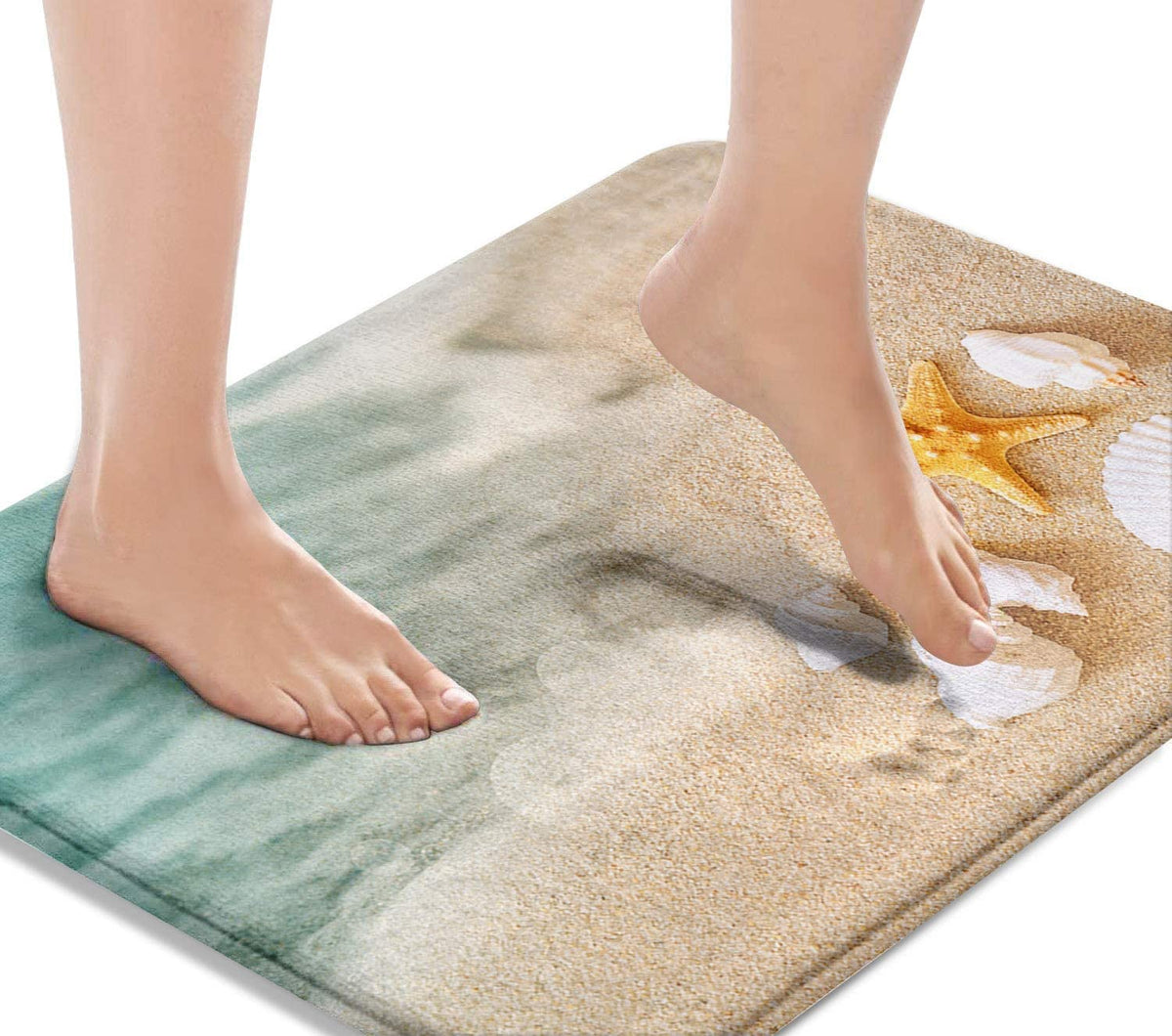 Britimes Bath Mats For Bathroom, Bathroom Mats Rugs No Silp, Beach Starfish Sea Shell Washable Cover Floor Rug Carpets Floor Mat