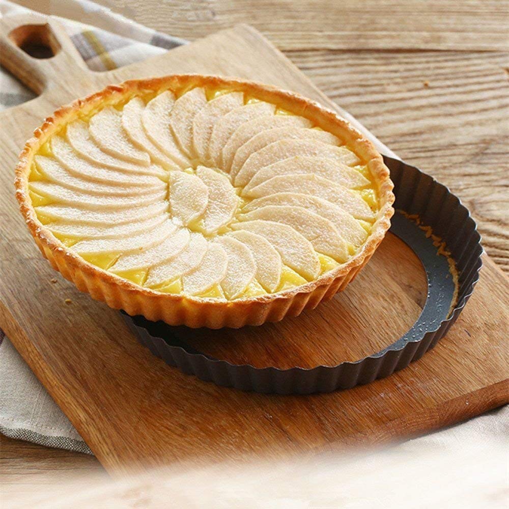 Richsc-Pan Tart Pan, 9 Inch Tart Pans, Non-Stick Removable Loose Bottom Carbon Steel 9In Tart Pan, The 9.5 Inches At The Top And