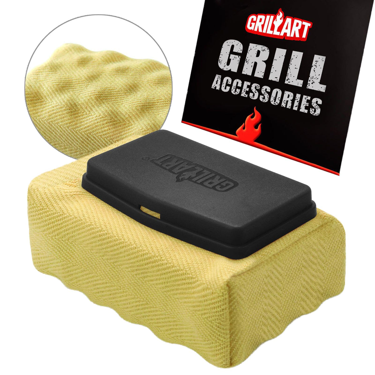 Grillart Grill Brush Bristle Free, Replaceable Bbq Cleaning Head (No Handle), Safe Replacement Cleaning Pad For Cast Iron/Stainl