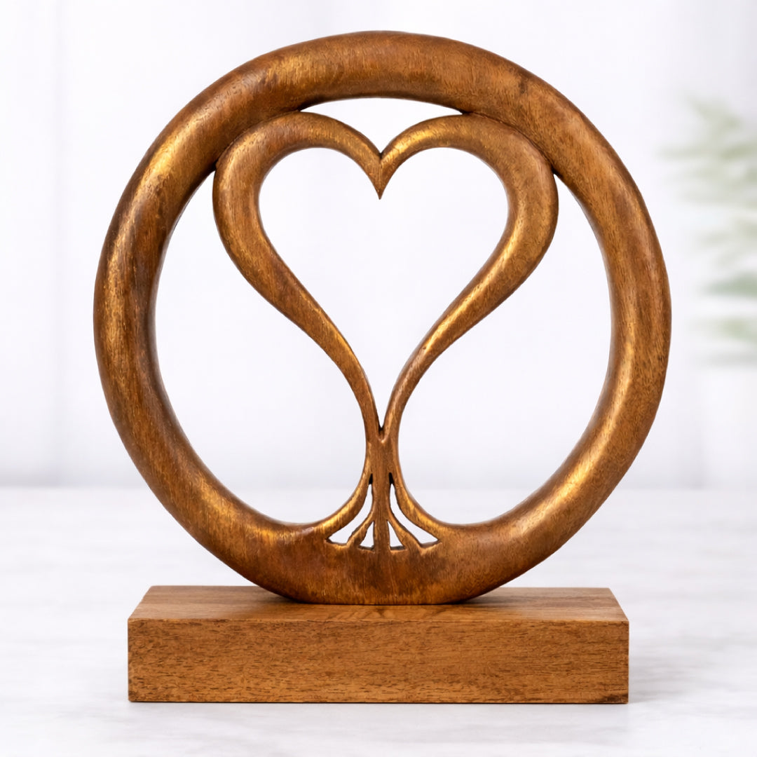 Solid Wood Heart Sculpture - Unique Gift from Daughter, Son, Husband, Mantel Decor - Gift for Mom