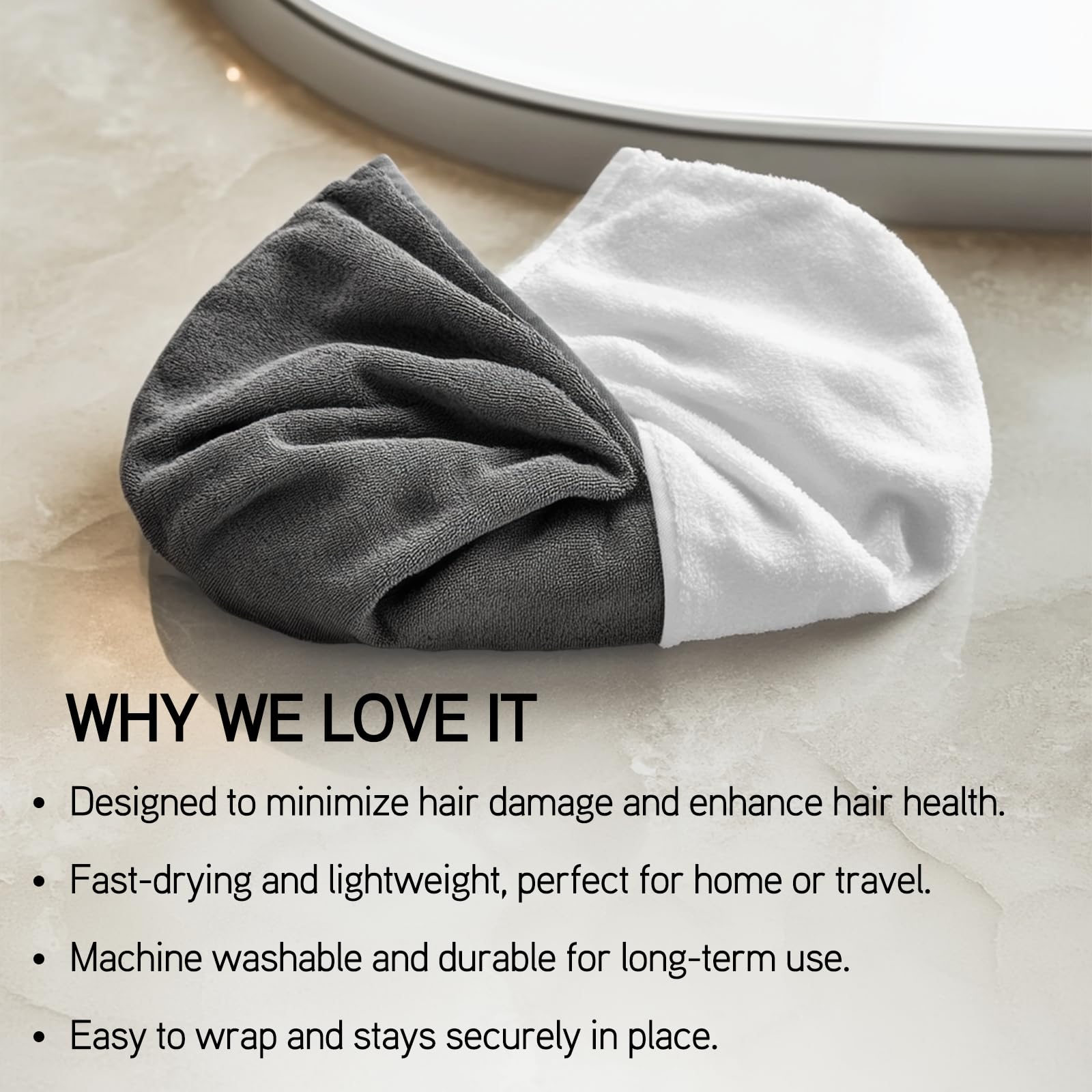 ILES FORMULA Haute Performance Hair Turban Towel - Fast Absorbing Microfiber Towel Wrap, Reduces Hair Static, Frizz, and Breakag