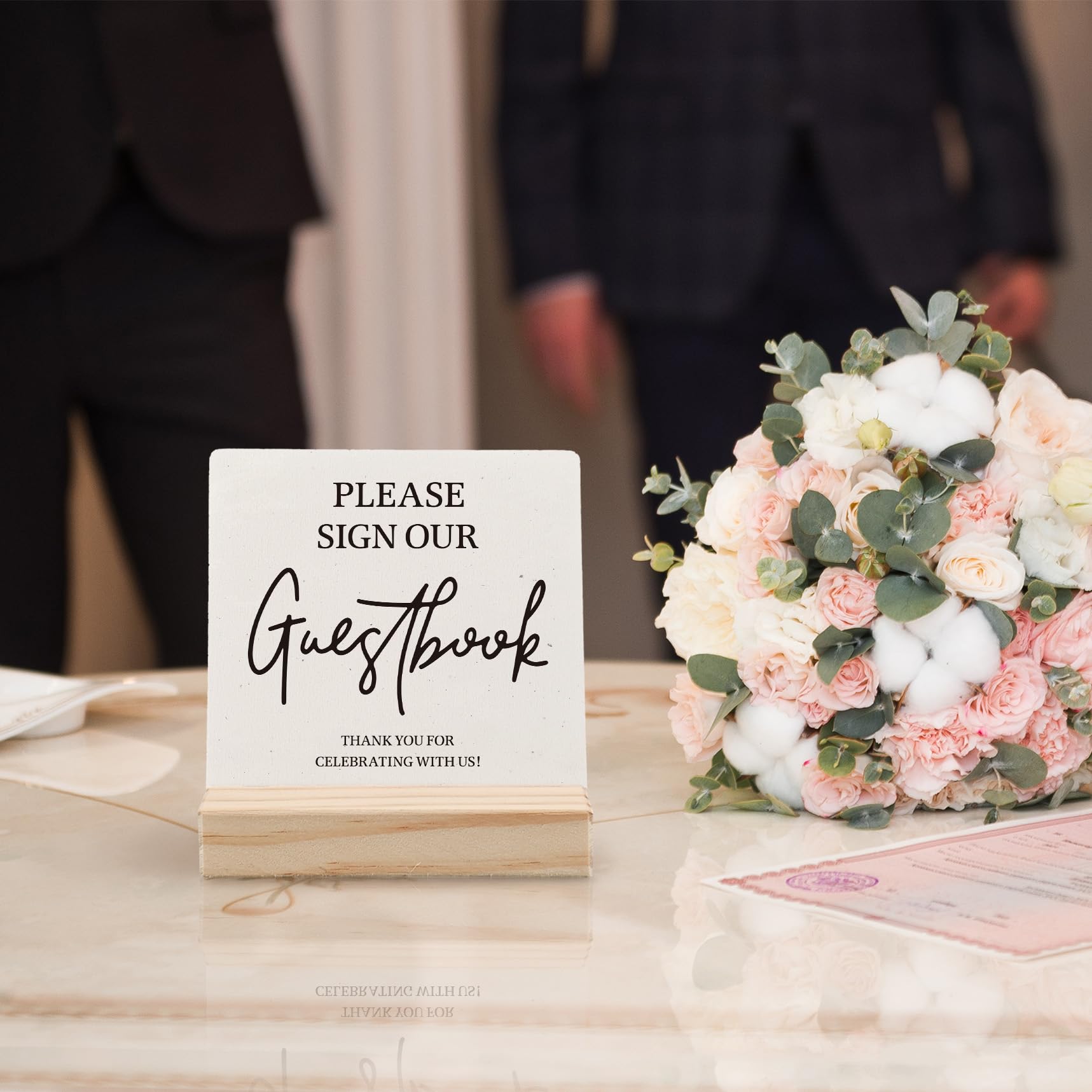 ANIANG Guest Book Desk Decor, Wedding Guest Book Sign, Wedding GuestBook Wood Plaque, Photo GuestBook WeddingReception Wooden Pl