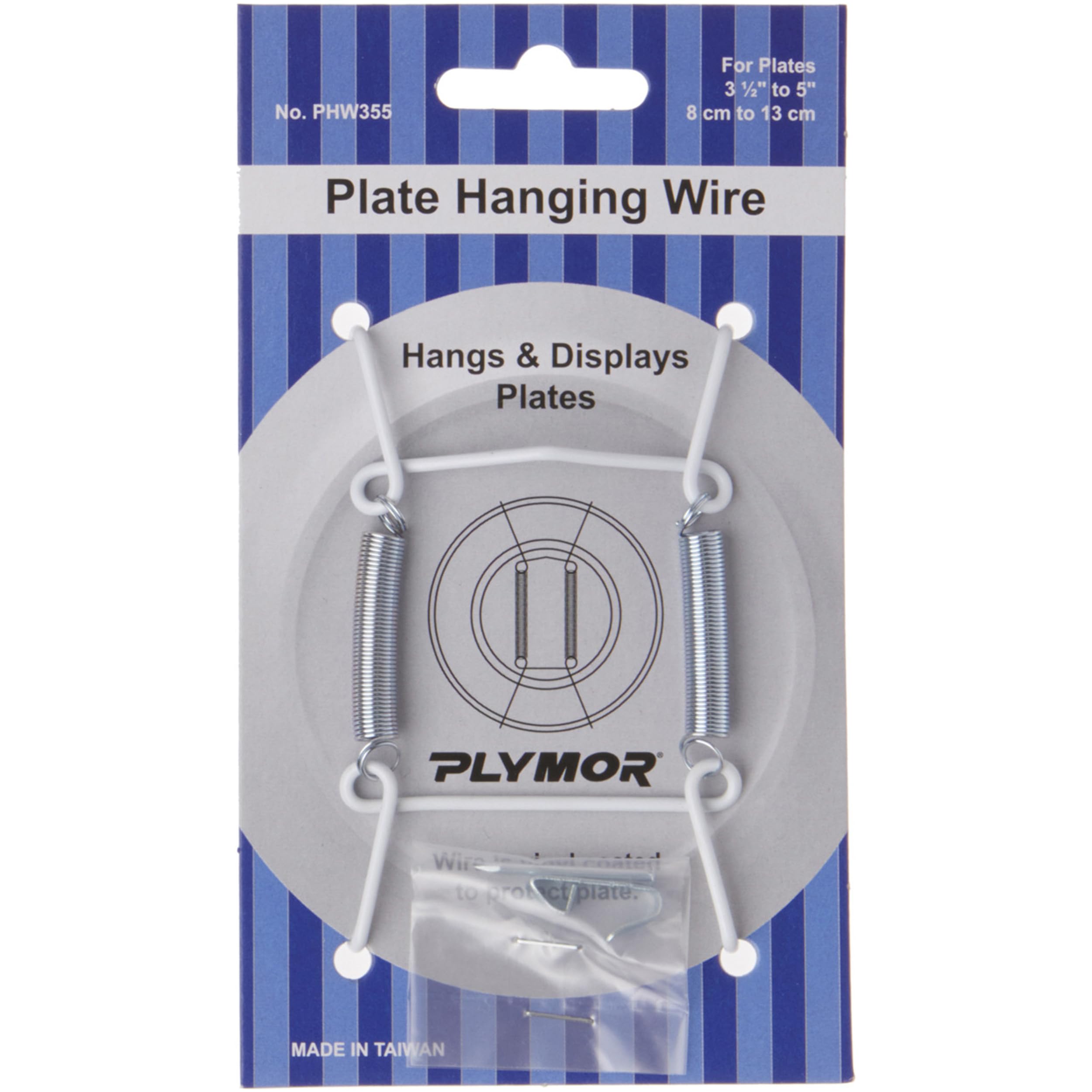 Plymor White Vinyl Finish Wall Mountable Plate Hanger, 3.125'' H X 1.75'' W X 0.5'' D (For Plates 3.5'' - 5''), Pack Of 3