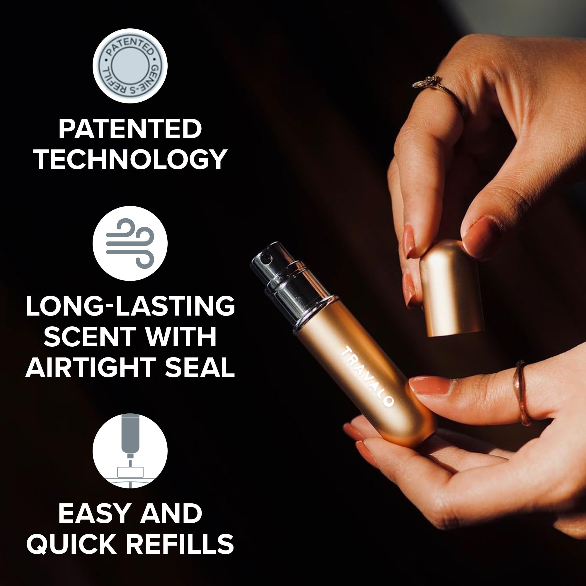 Travalo Classic Hd Perfume Atomizer | Genie-S Tsa Approved Travel Perfume Bottle Refillable | Reusable Airtight Easy-Fill Mini P