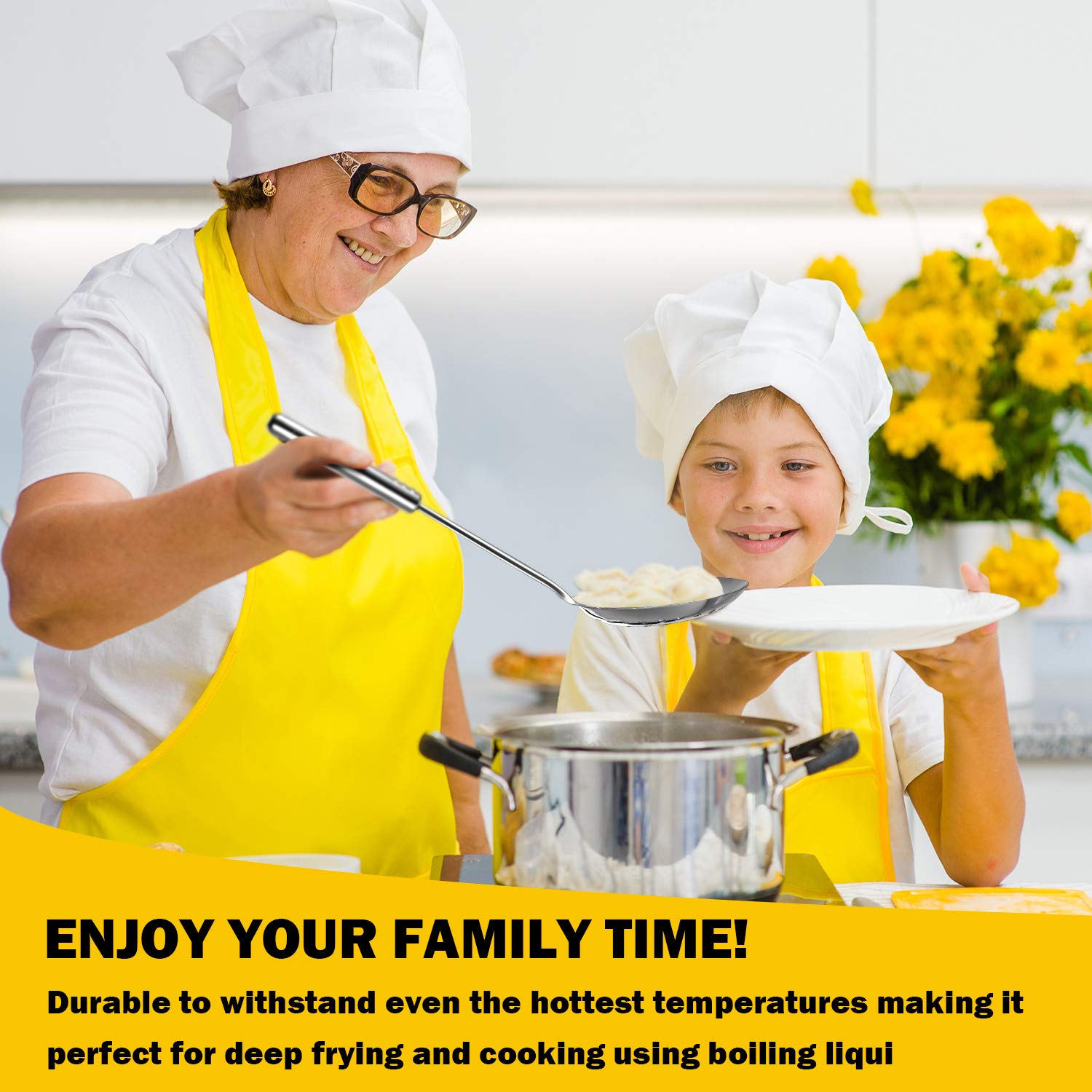 2 Pieces Stainless Steel Cooking Colander Skimmer Slotted Spoon Kitchen Strainer Ladle With Long Handle For Kitchen Cooking Baki