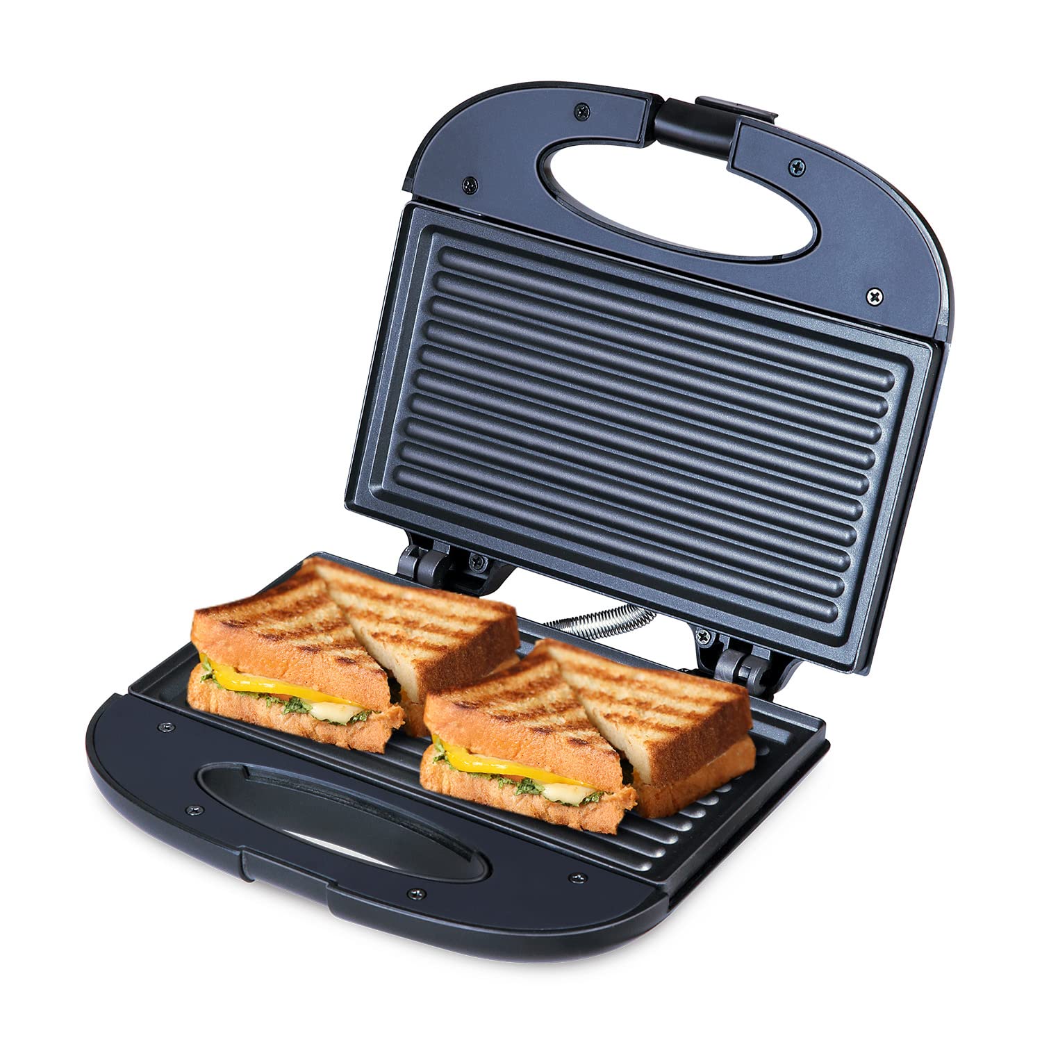 Bajaj New Swx 400 2-Slice Sandwich Grill Toaster | Non-Stick Coating Plates | Buckle Clip Handle | 1 Year Product Warranty Black