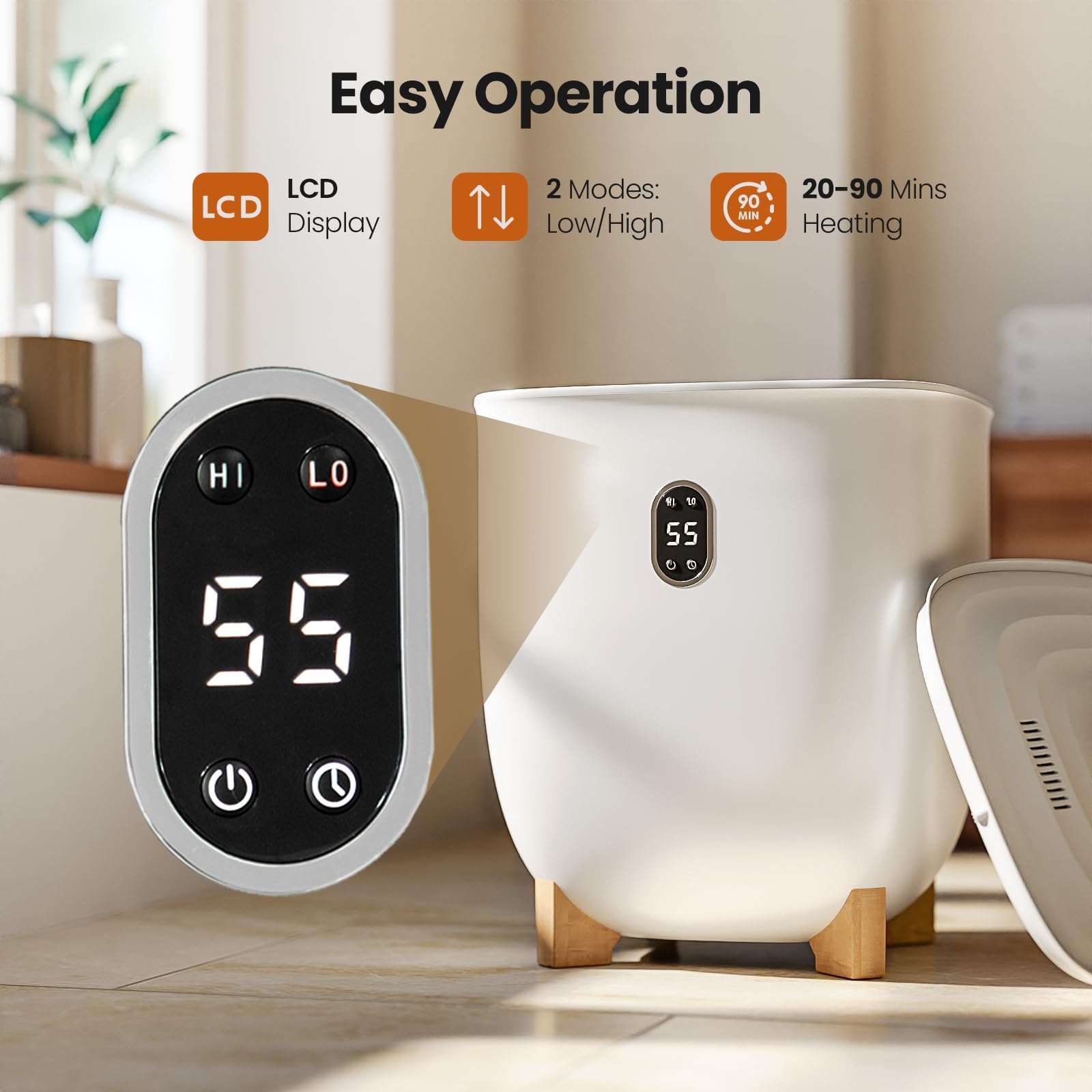 Aglucky Towel Warmer For Bathroom, 25L Large Towel Warmers Bucket With 2 Heating Modes, Lcd Screen, 20/40/60/90 Min Auto Shut-Of