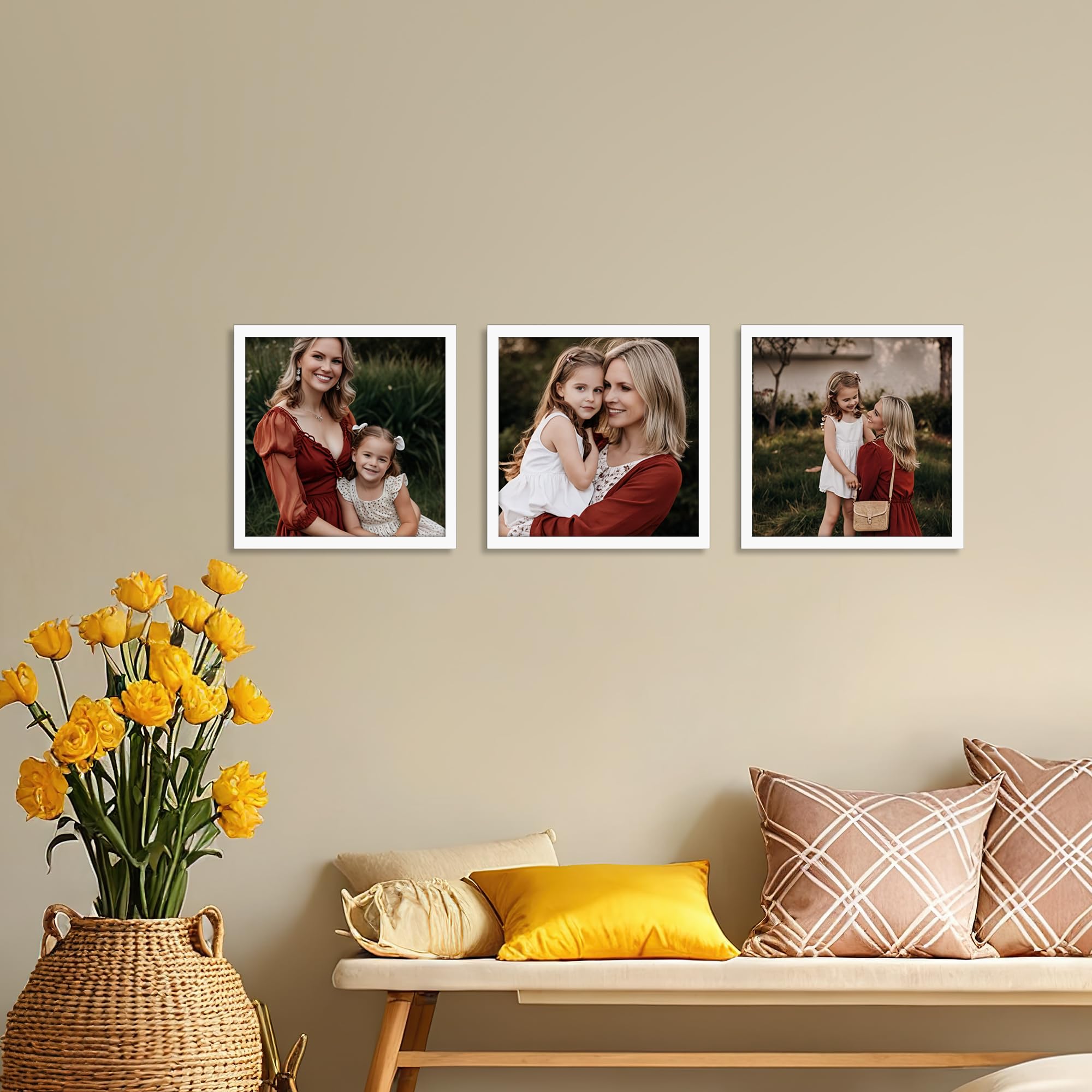 Giftgarden 8x8 Picture Frame White, 8 by 8 Thin Square Photo Frame for Gallery Wall Tabletop Display, Single