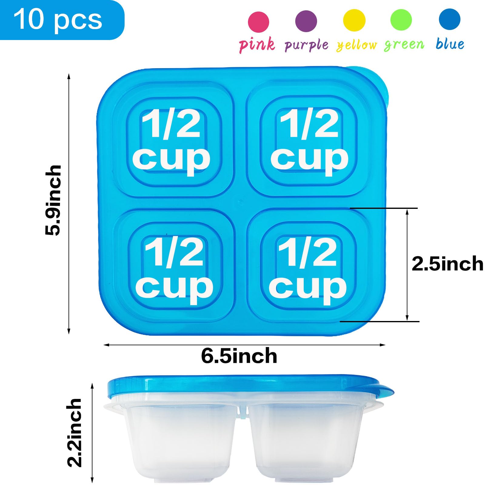 10 Pcs Snack Bento Boxes,4-Compartment Lunch Containers,Reusable Food Container With Lid For Travel,School,Work,Kids Adults
