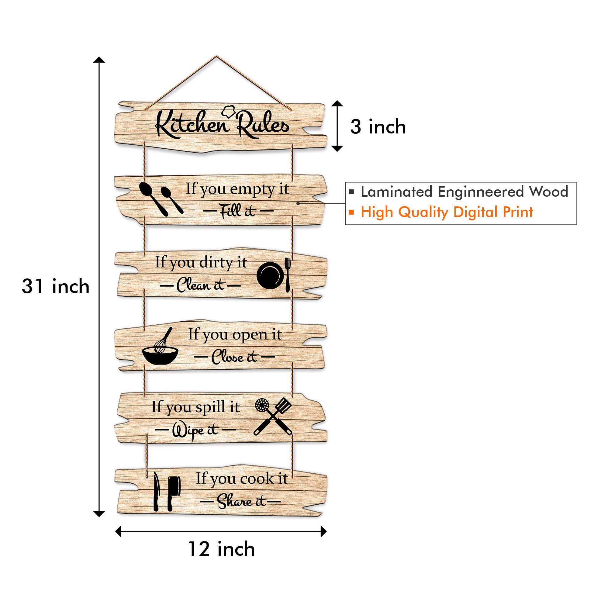 Artvibes Decorative Wall Hanging Decoration item for Kitchen | Bedroom | Living Room | Home Decor | House Warming Gifts | Kitche