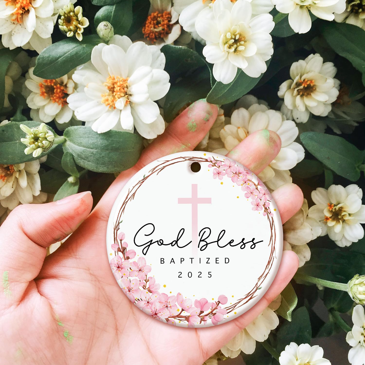 ZAGKOO Easter Baptism Gifts for Girls - Christening Ornament for Baby Girl, Kids, Women - Godchild Gift from Godparents - Religi