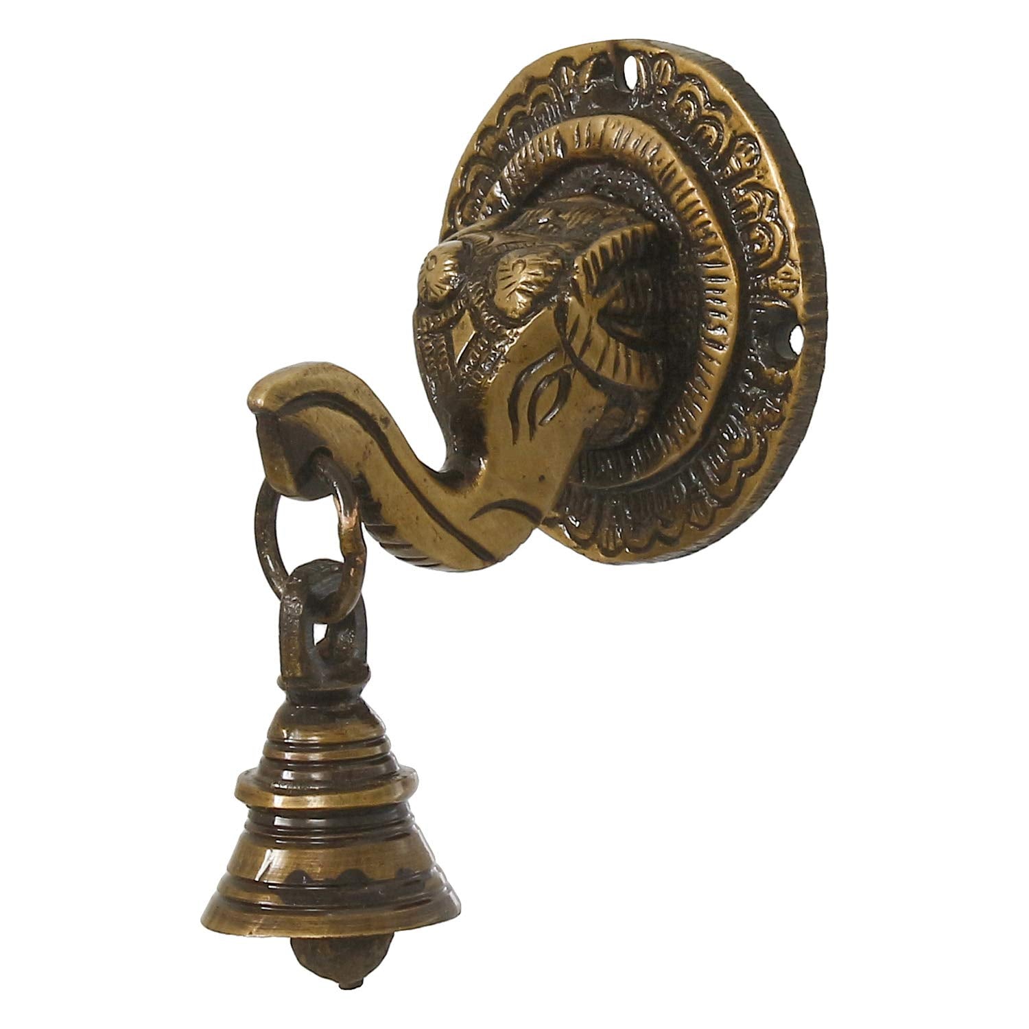 Ecraftindia Brass Lord Ganesh Face Wall Hanging With Bell (Bgg518)