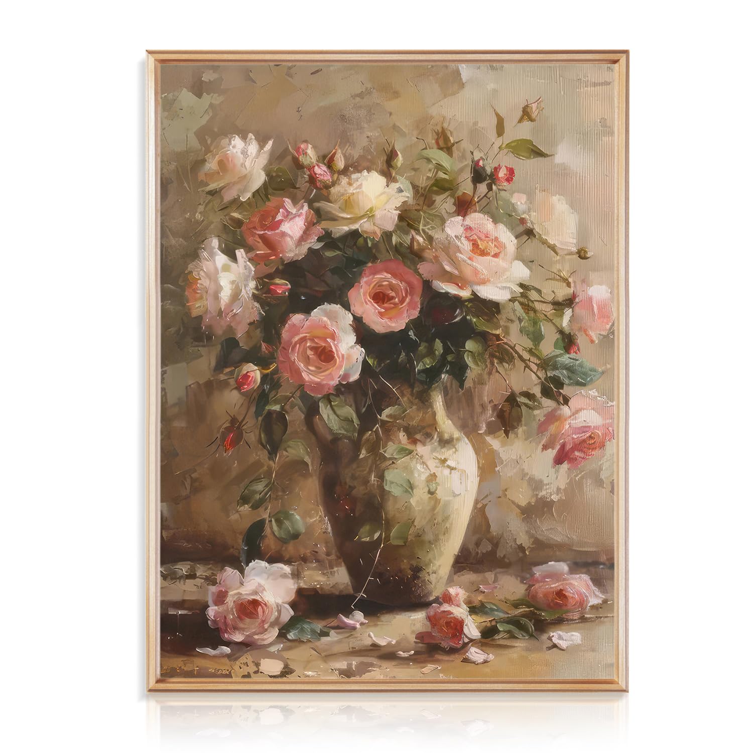 Vintage Flower Canvas Wall Art French Country Floral In Vase Prints Oil Painting For Bedroom Living Room 12X16 In Unframed