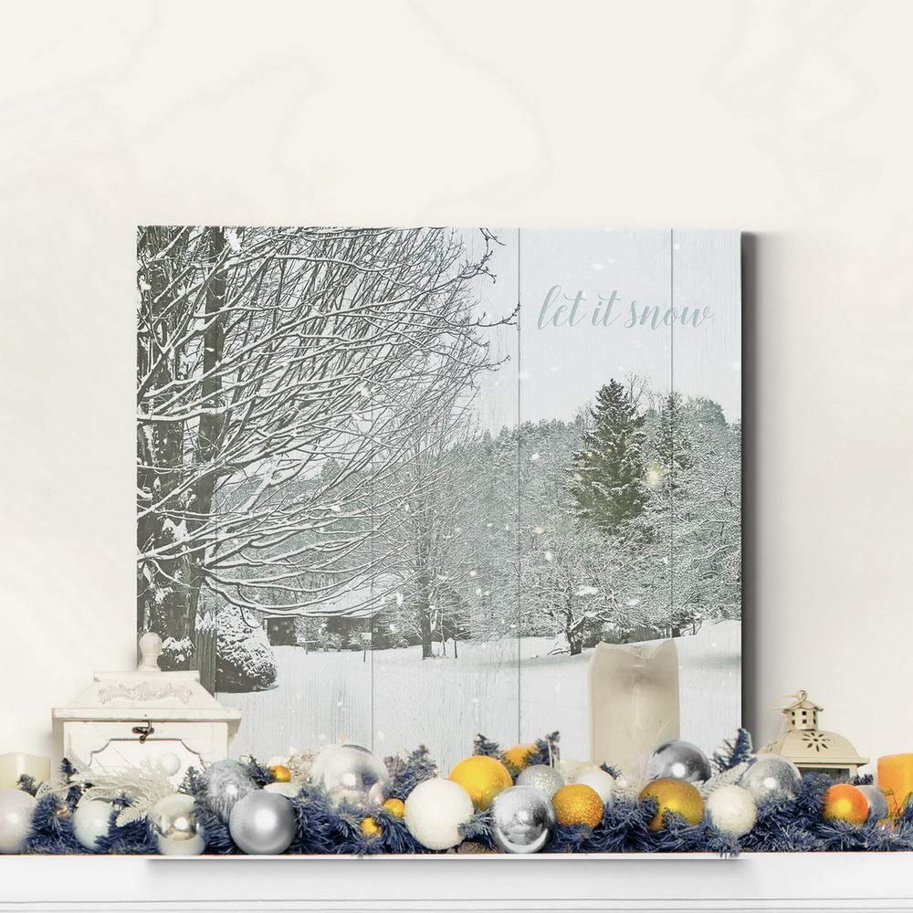 Renditions Gallery Let It Snow Wall Art, Charming Christmas & Winter Artwork, Scenic White Forest Setting, Premium Gallery Wrapp