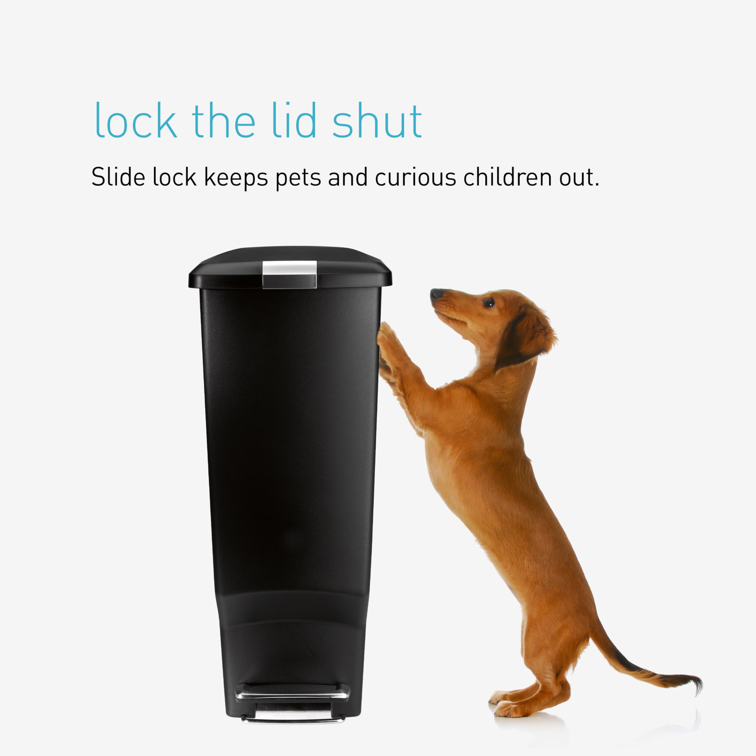 simplehuman 40 Liter / 10.6 Gallon Hybrid Slim Kitchen Step Trash Can with Secure Slide Lock, Cream Plastic