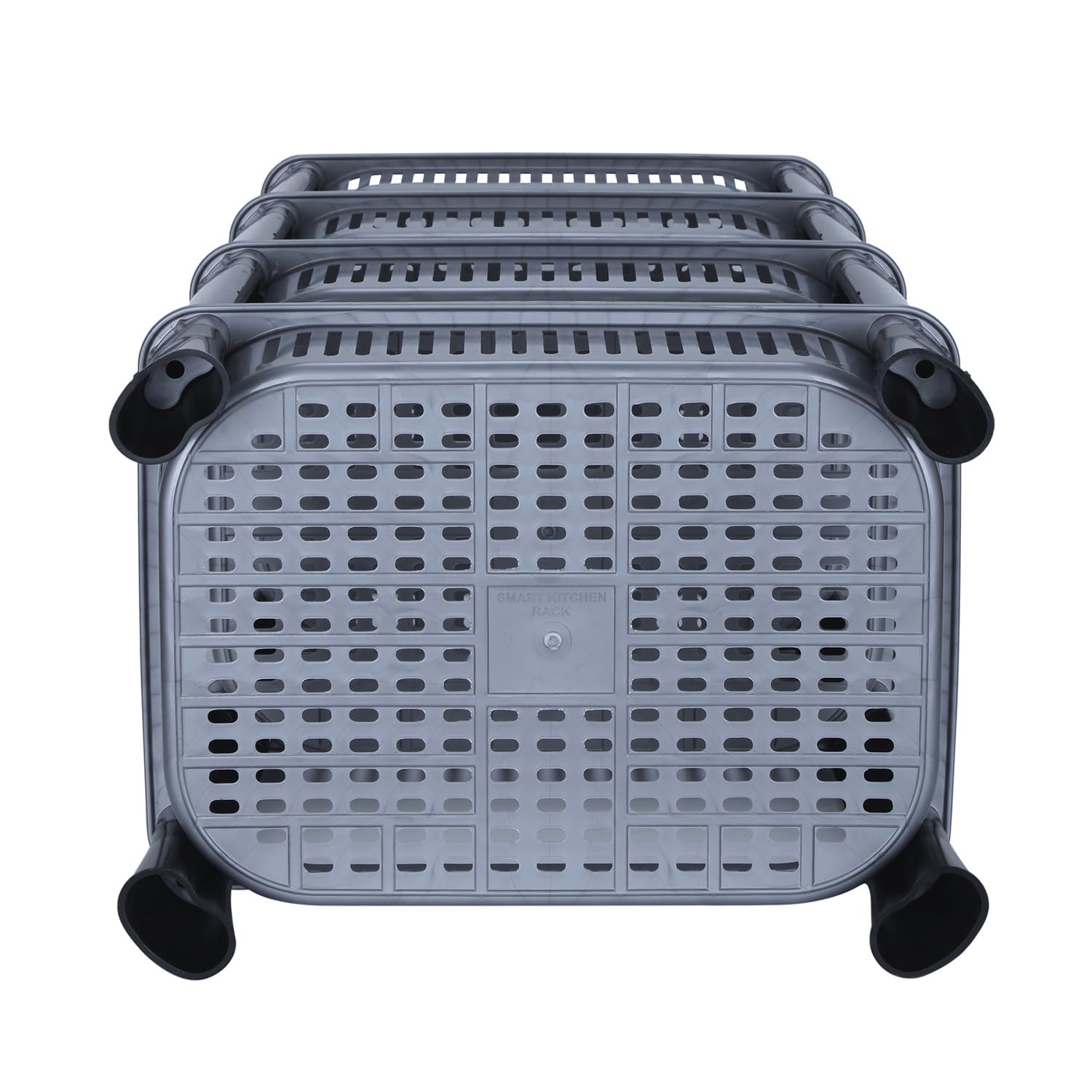Biltoxi Kitchen Racks Plastic, Vegetable Basket Stand, Plastic Rack Office, Fruits Onion Stand for Kitchen (Grey Color, 4 Layer)