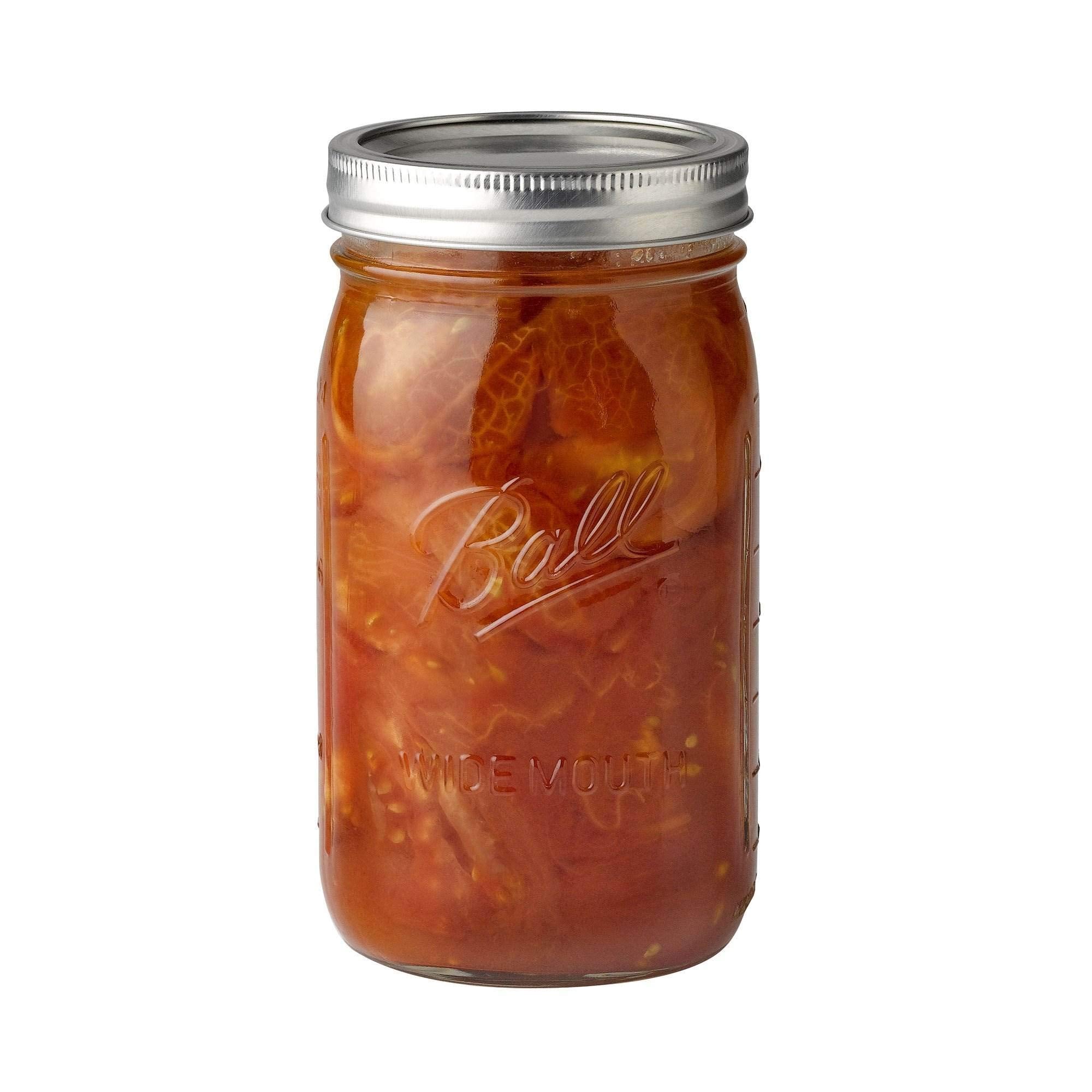 Ball Wide Mouth Clear Glass Canning Quart 32 Oz Mason Jars With Lids, 12 Pack