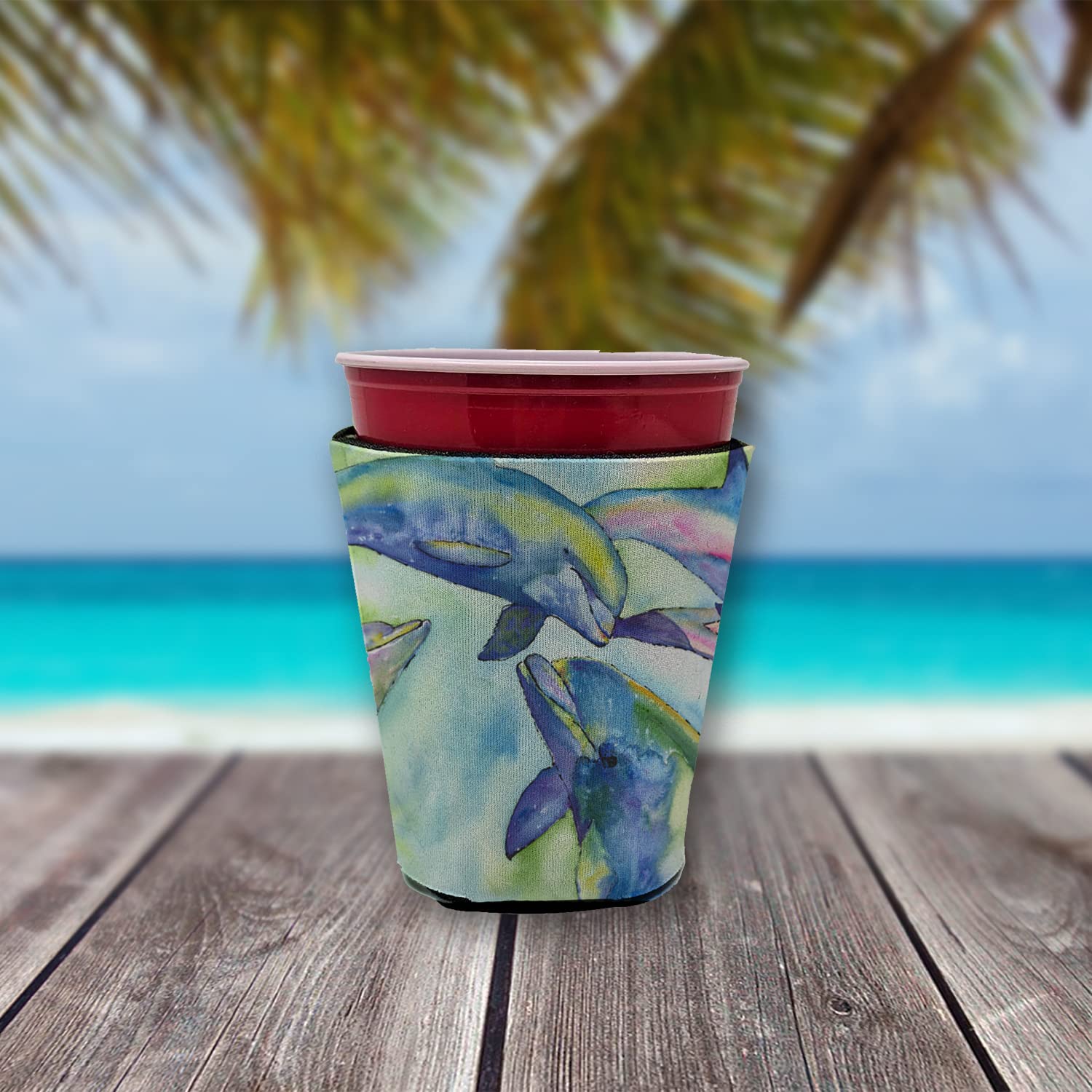 Dolphin  Red Solo Cup Beverage Insulator Hugger