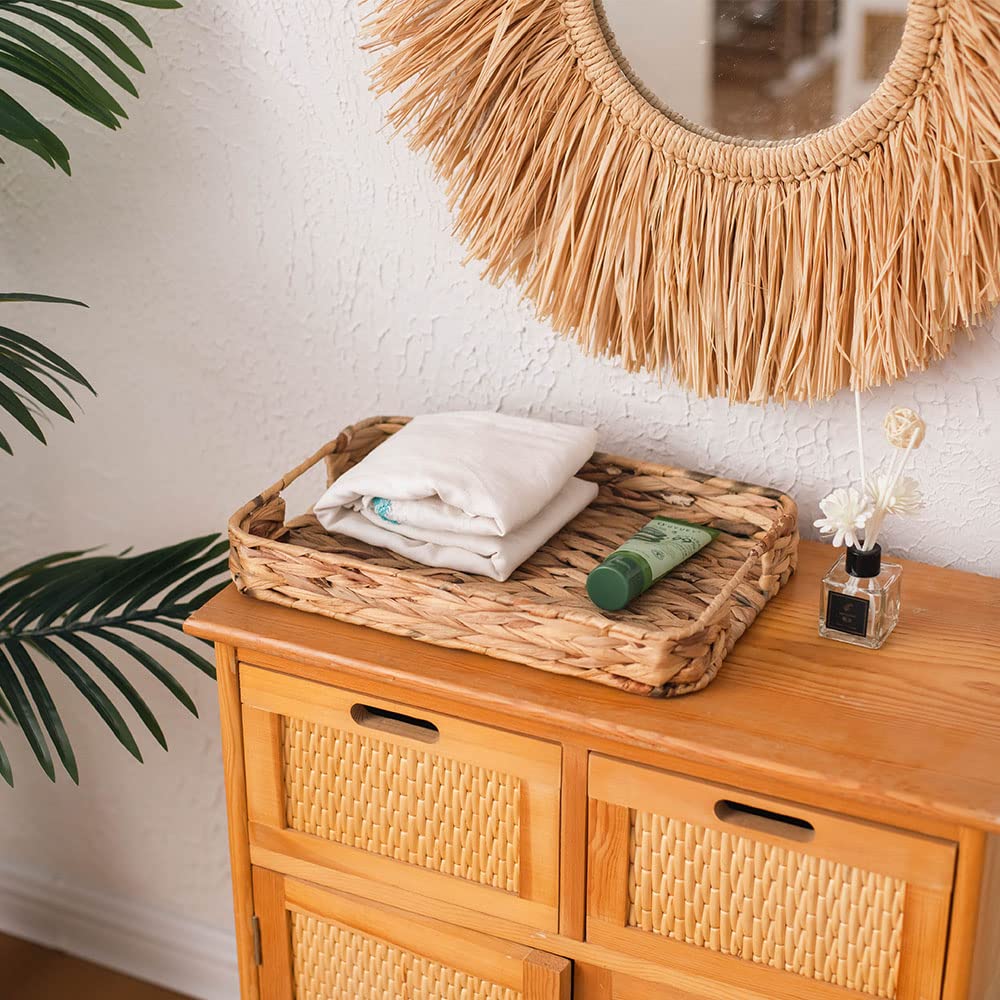 Grass Weaving Tray, Grass Storage Bins For Fruit Or Tea,Arts And Crafts. (1) (Tray-A-S)