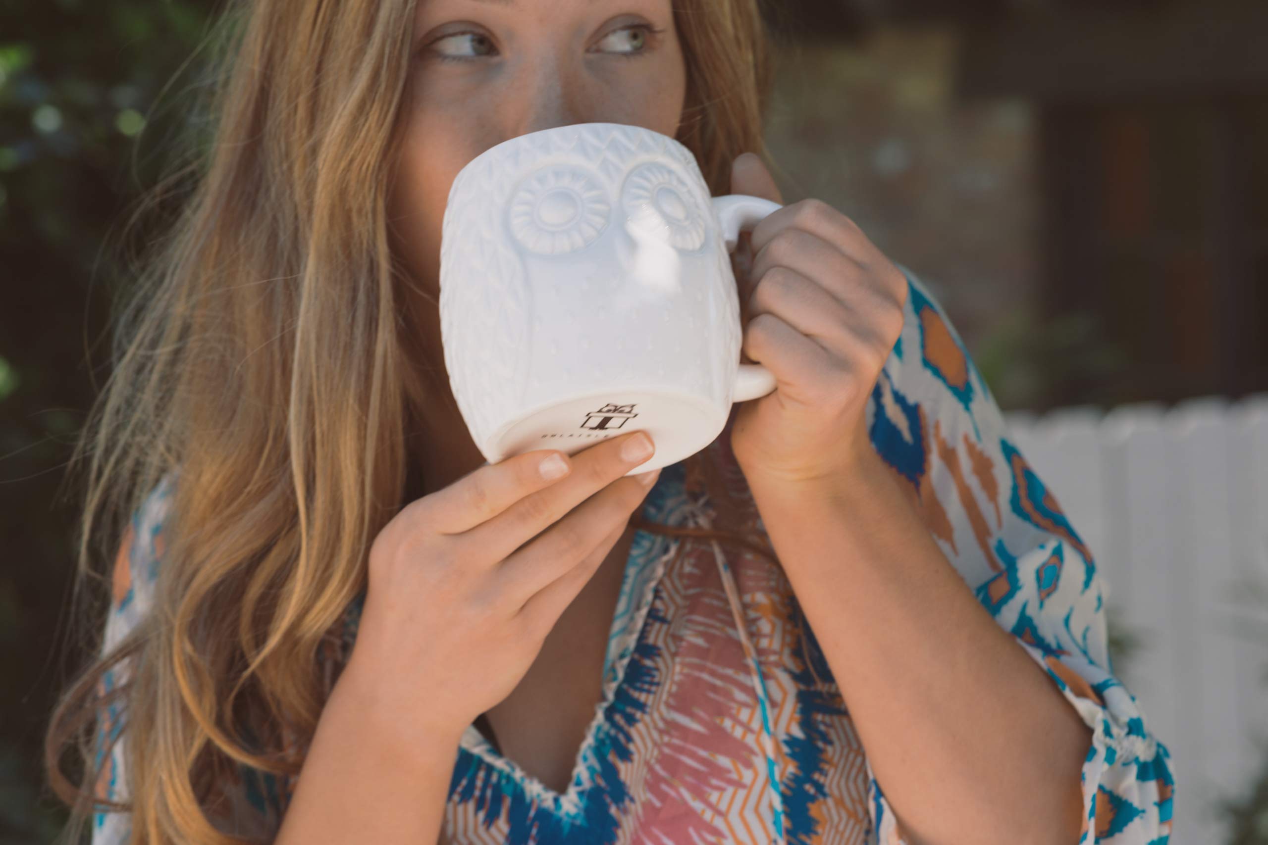 Oversized Embossed Owl Coffee or Tea Mug, 20 oz