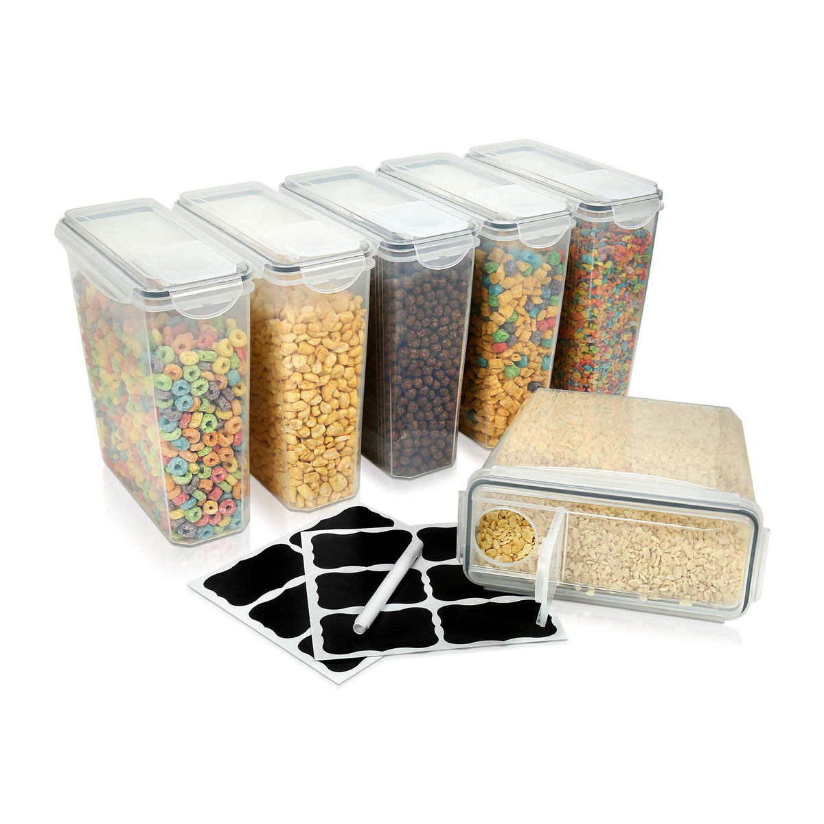Cereal Containers Storage Set Large (6 Pack) Airtight Food Storage Con ...