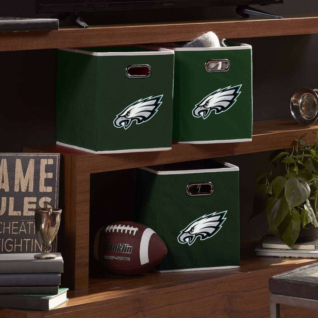 Franklin Sports Nfl Philadelphia Eagles Collapsible Storage Bin - Nfl Folding Cube Storage Container - Fits Bin Organizers - Fab