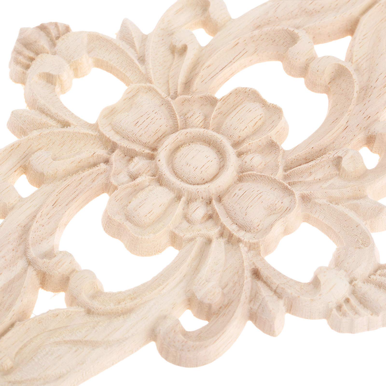 MUXSAM 1-Pack Wood-Carved Furniture Applique Onlay 27x14cm/10.63''x5.51''  Center Flower Decal for Cupboard Dresser Cabinet Chest Bed Door Wall Wardrobe Ceiling