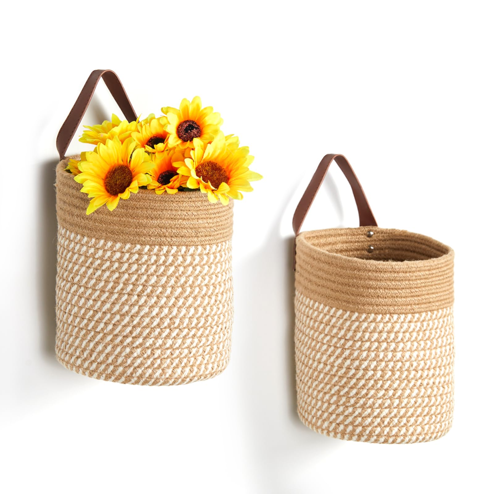 Dullemelo Wall Hanging Basket 7 X 8 Inches Hanging Storage Baskets For Decor, Set Of 2 Woven Storage Baskets,Wall Baskets For St