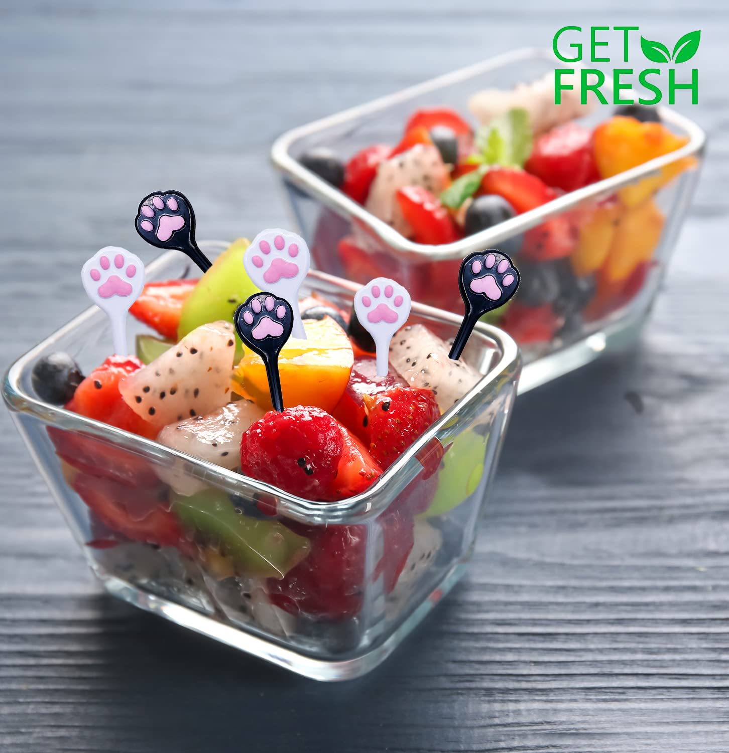 Get Fresh Animal Food Picks For Kids - 18-Pcs Cute Cat Food Picks Set For Toddlers Lunch Box Decoration - Fruit Bento Deco Child