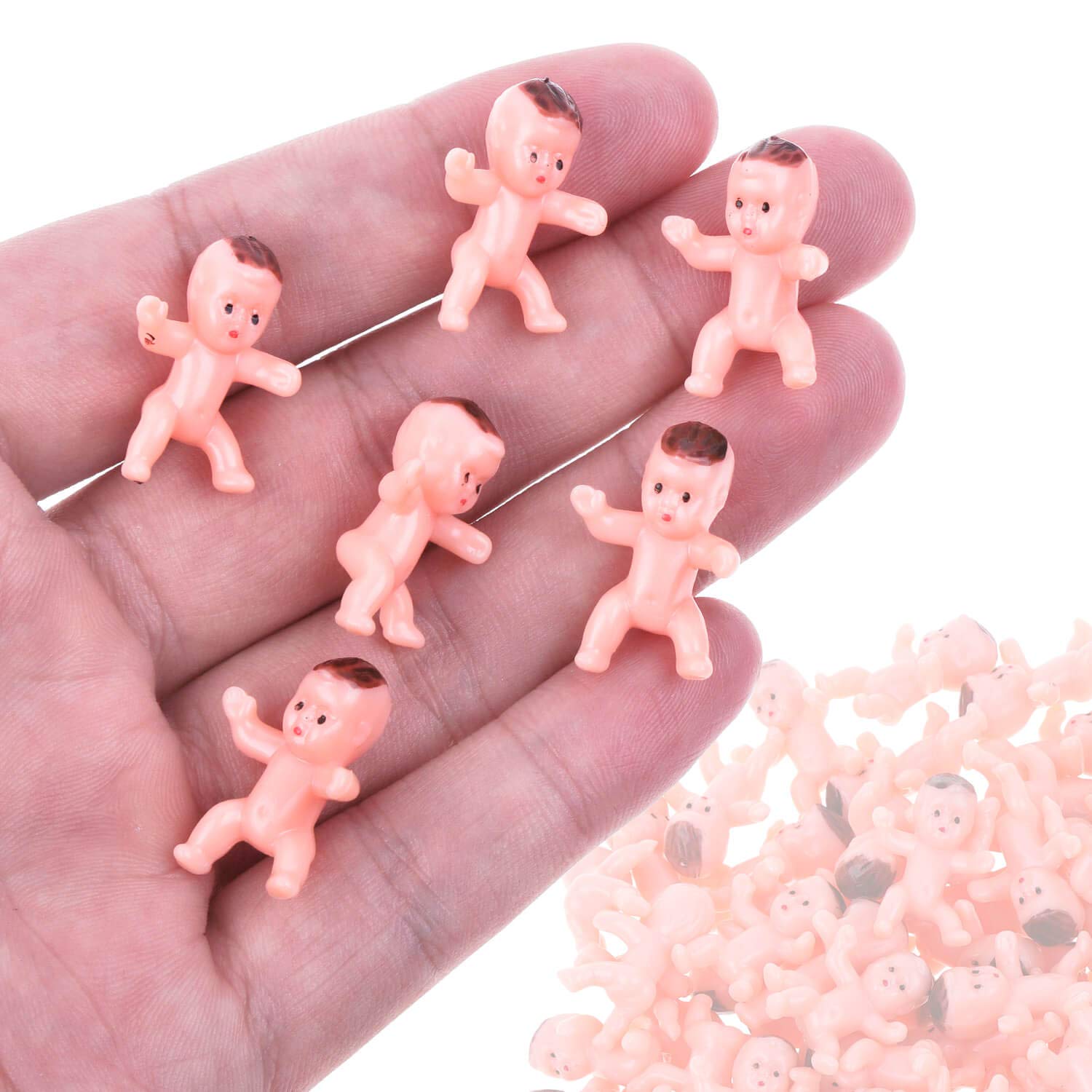 selizo Mini Plastic Babies  100pcs Tiny Plastic Babies Small Baby King Cake Babies for Ice Cubes Baby Shower Game (1 Inch)