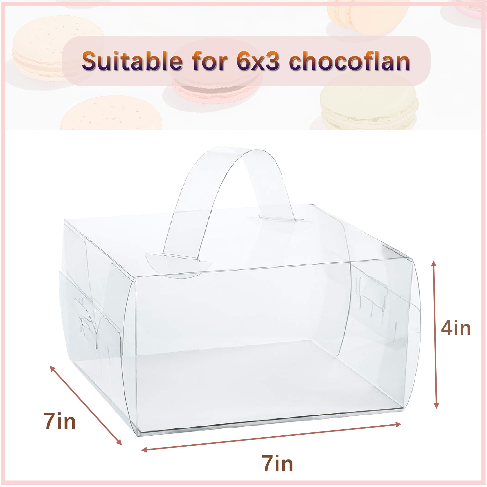Hzzycaxli 7 x 7 x 4 Inches Clear Cake Boxes with Handles, 20 Pcs 5inch 6inch Transparent Bakery Boxes,Clear gift boxes for 4-6 I