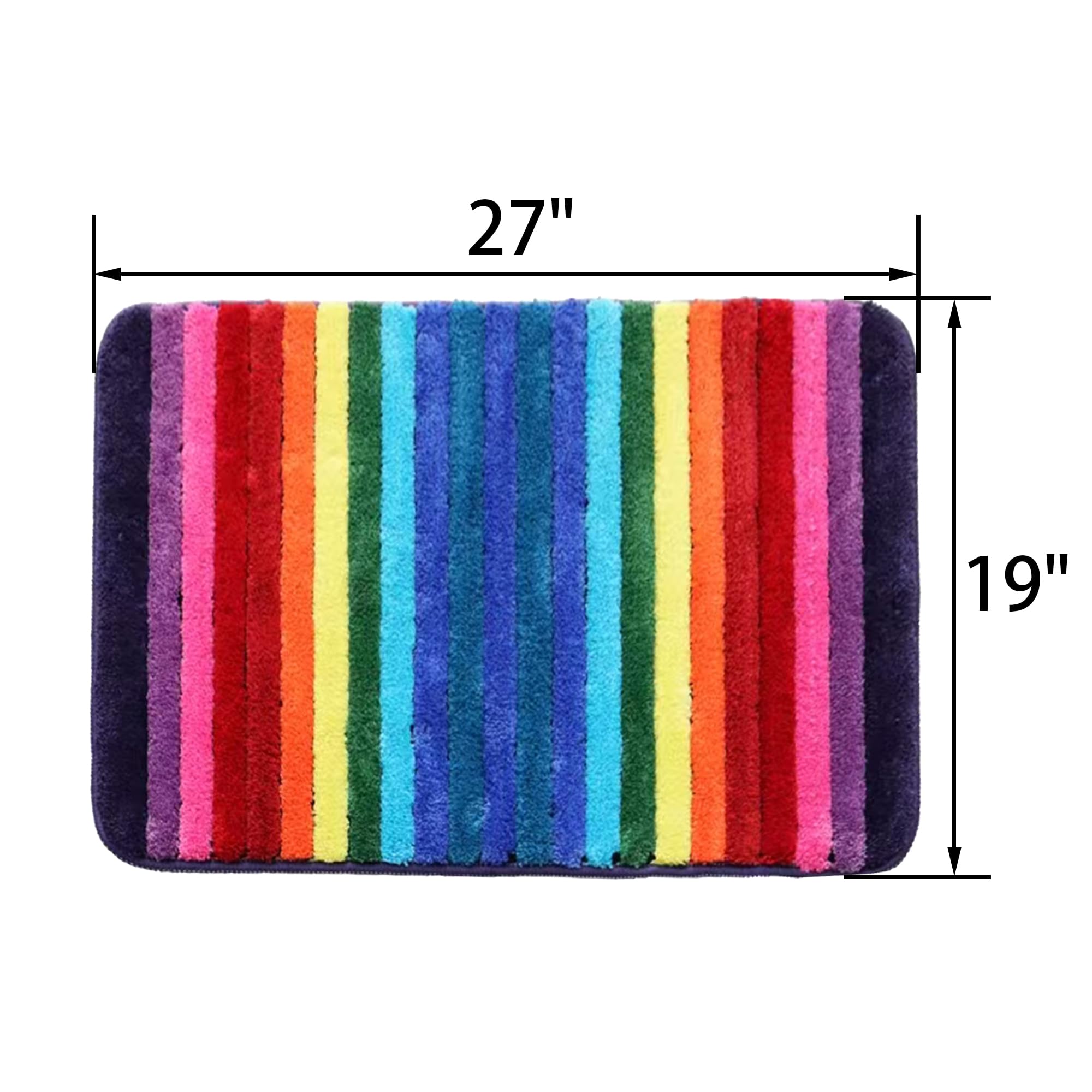 NIENLCIP Rainbow Bath Mat Colorful Bathroom Rugs Super Soft and Absorbent Microfiber Plush Bath Rugs with Non-Slip Backing for Bathroom Machine Washable 19 '' X 27 ''