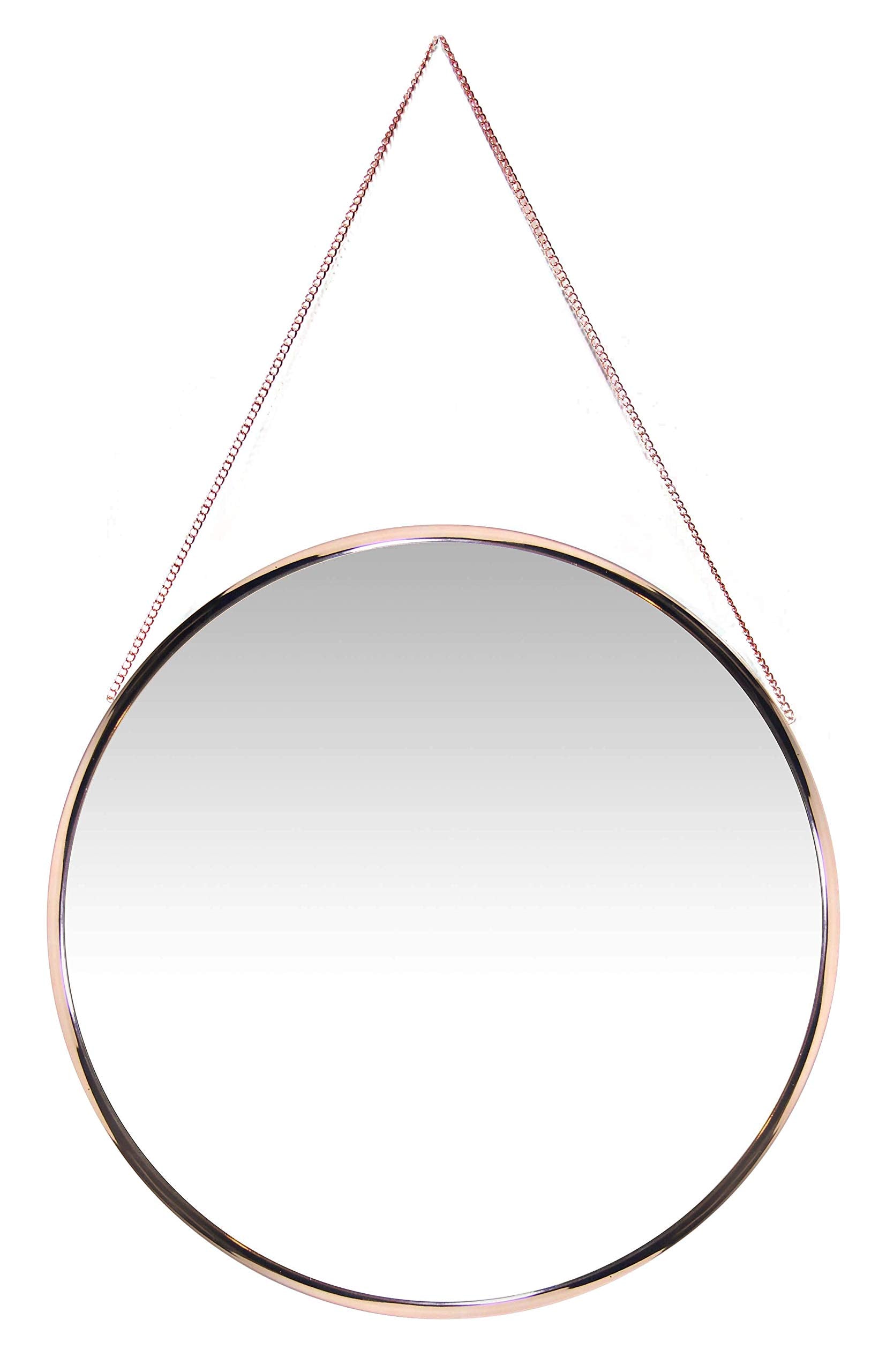 Infinity Instruments Franc Large 18 inch Round Wall Mirror with Chain, Easy-to-Hang Circular Wall Mirror with Durable Metal Chai