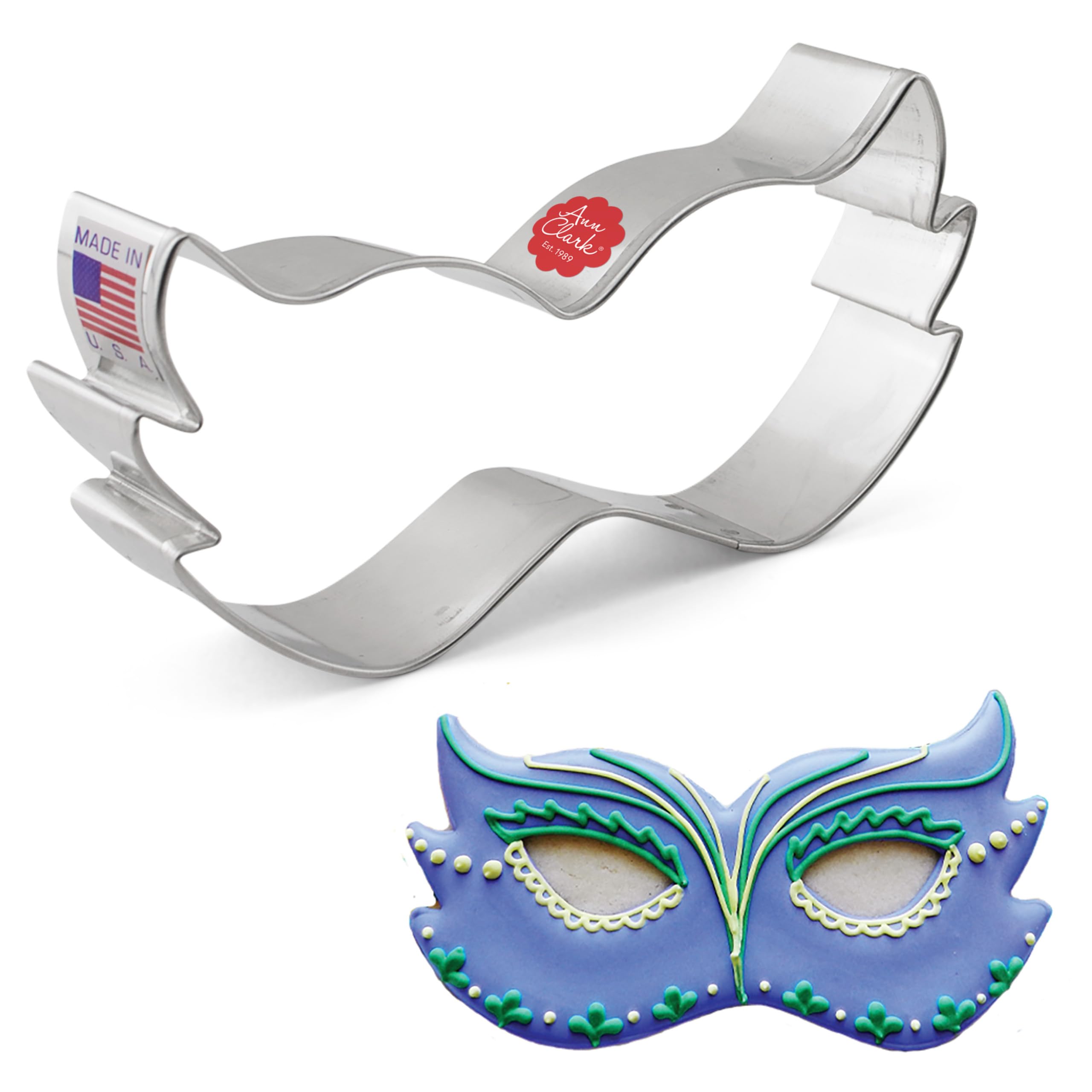 Mardi Gras Mask Cookie Cutter, 4.5'' Made In Usa By Ann Clark
