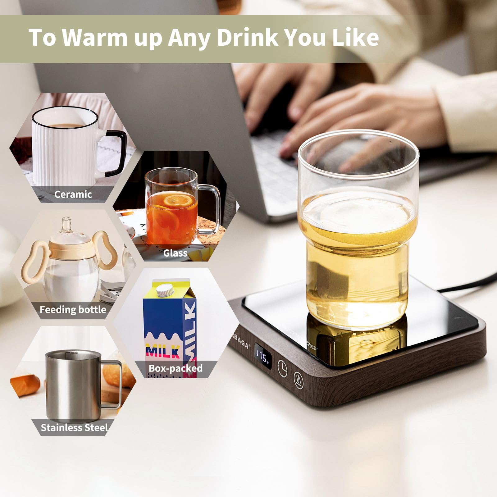 Vobaga Coffee Mug Warmer & Candle Warmer Plate For Office Home Use With 5 Temperature Settings, Coffee Warmer With Digital Displ