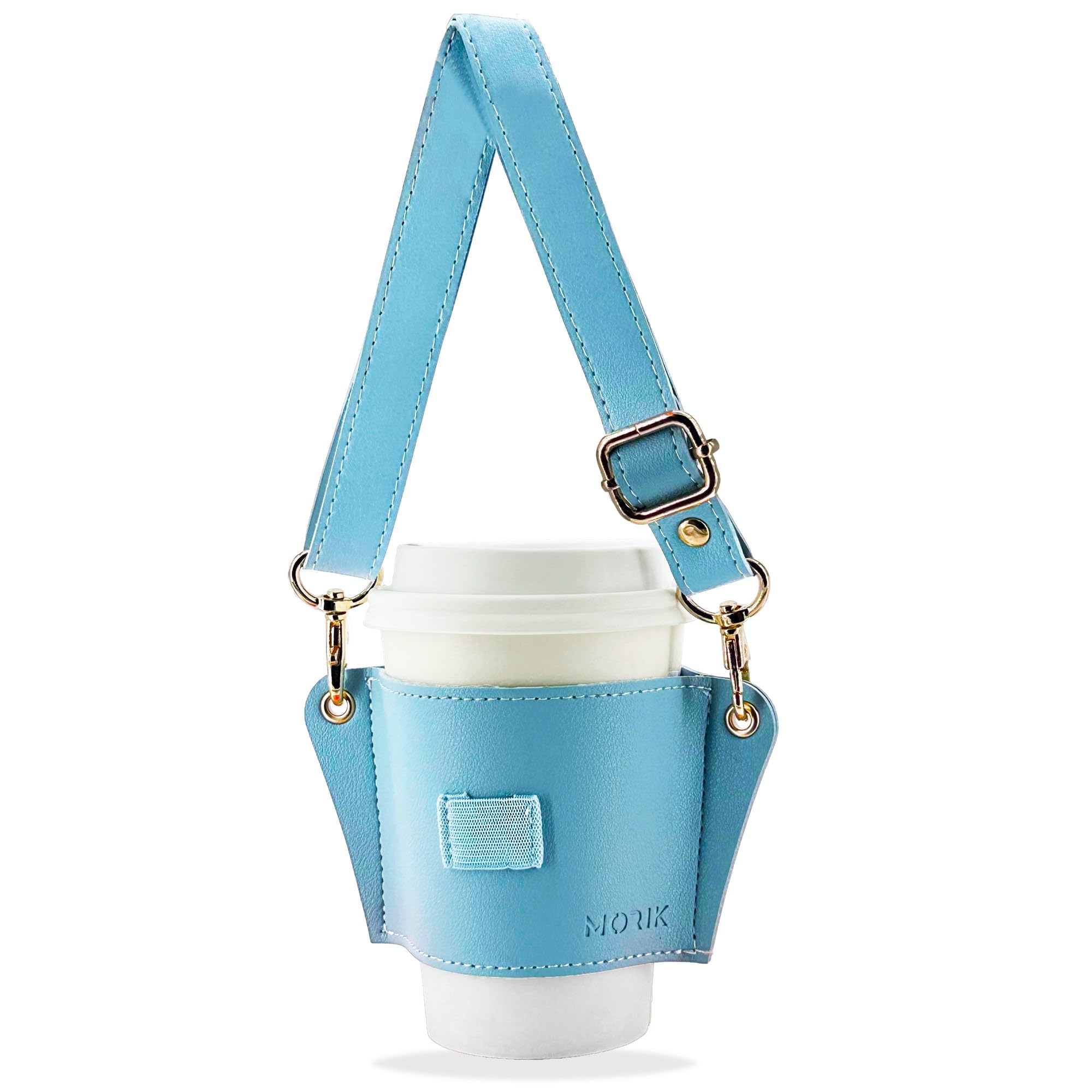 Morik Drink Carrier With Adjustable Strap, Reusable Leather Coffee Cup Holder, Travel Coffee Cup, Cruise Drink Caddy For Small A