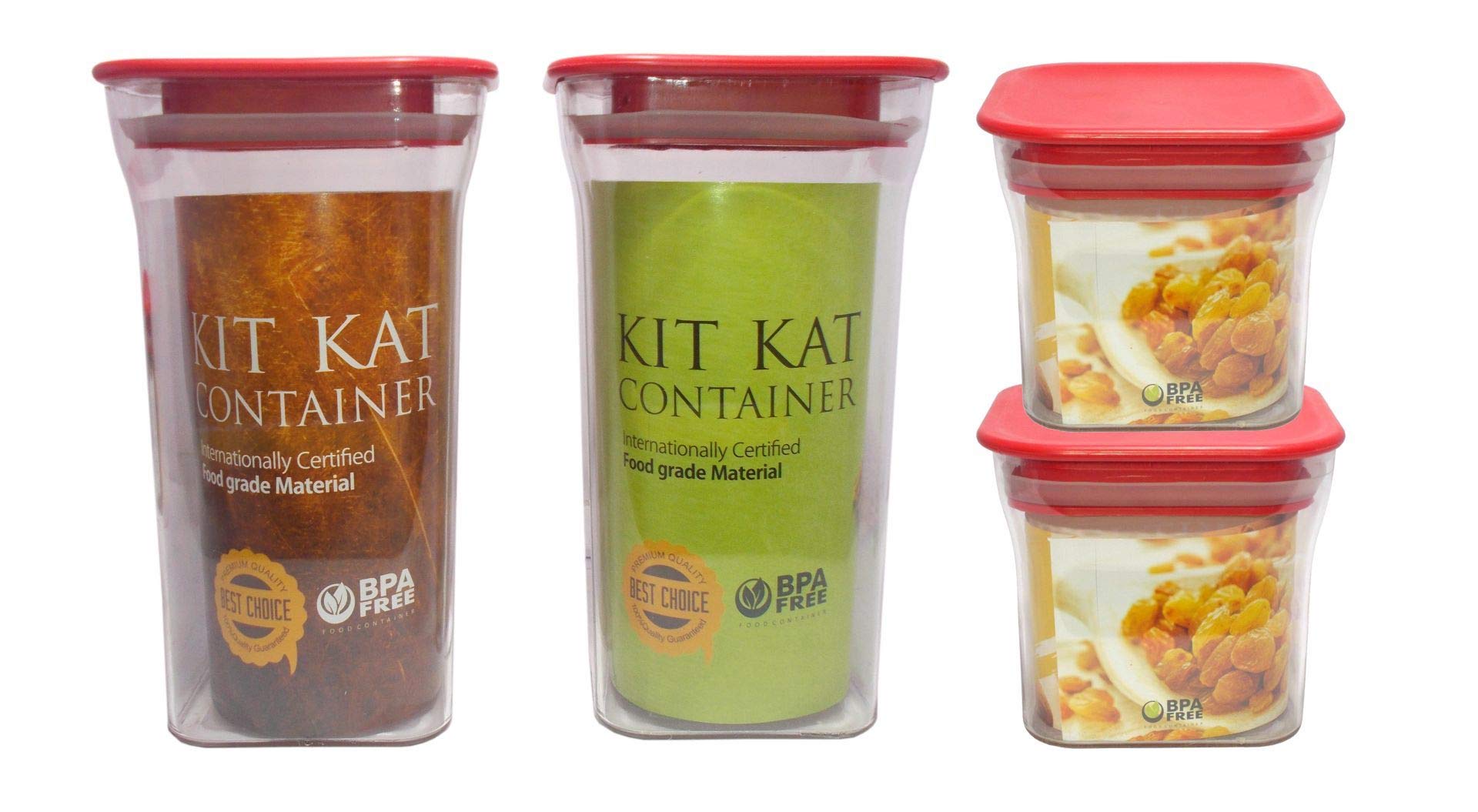 Kotak Sales Kitkat 4 Piece Set Unbreakable Jar Kitchen Storage Plastic Container Stackable Air Tight Dabba Space Saver Snacks Da