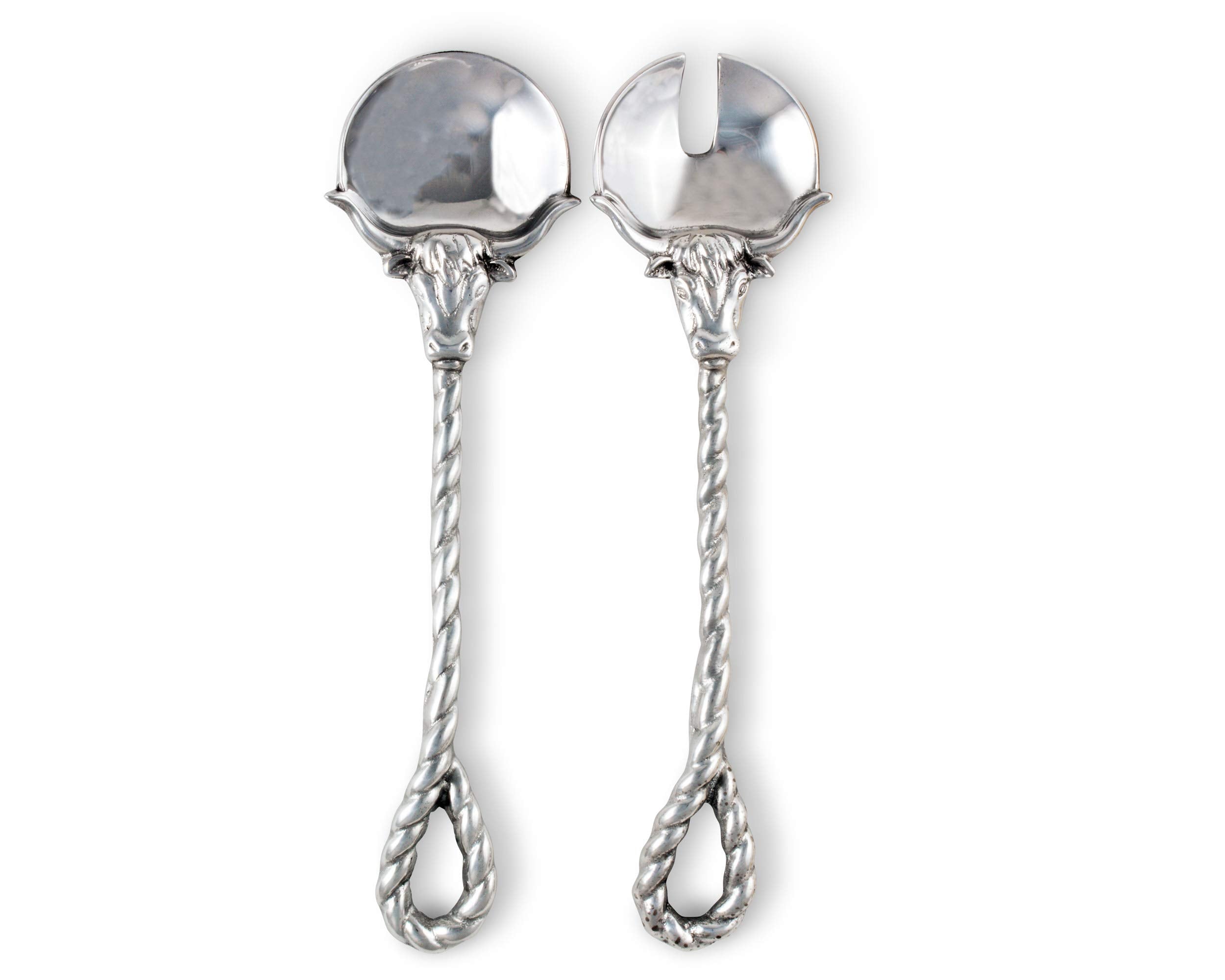 Arthur Court Designs Aluminum Long Longhorn Steer Figural Serving Set 12 Inch Long