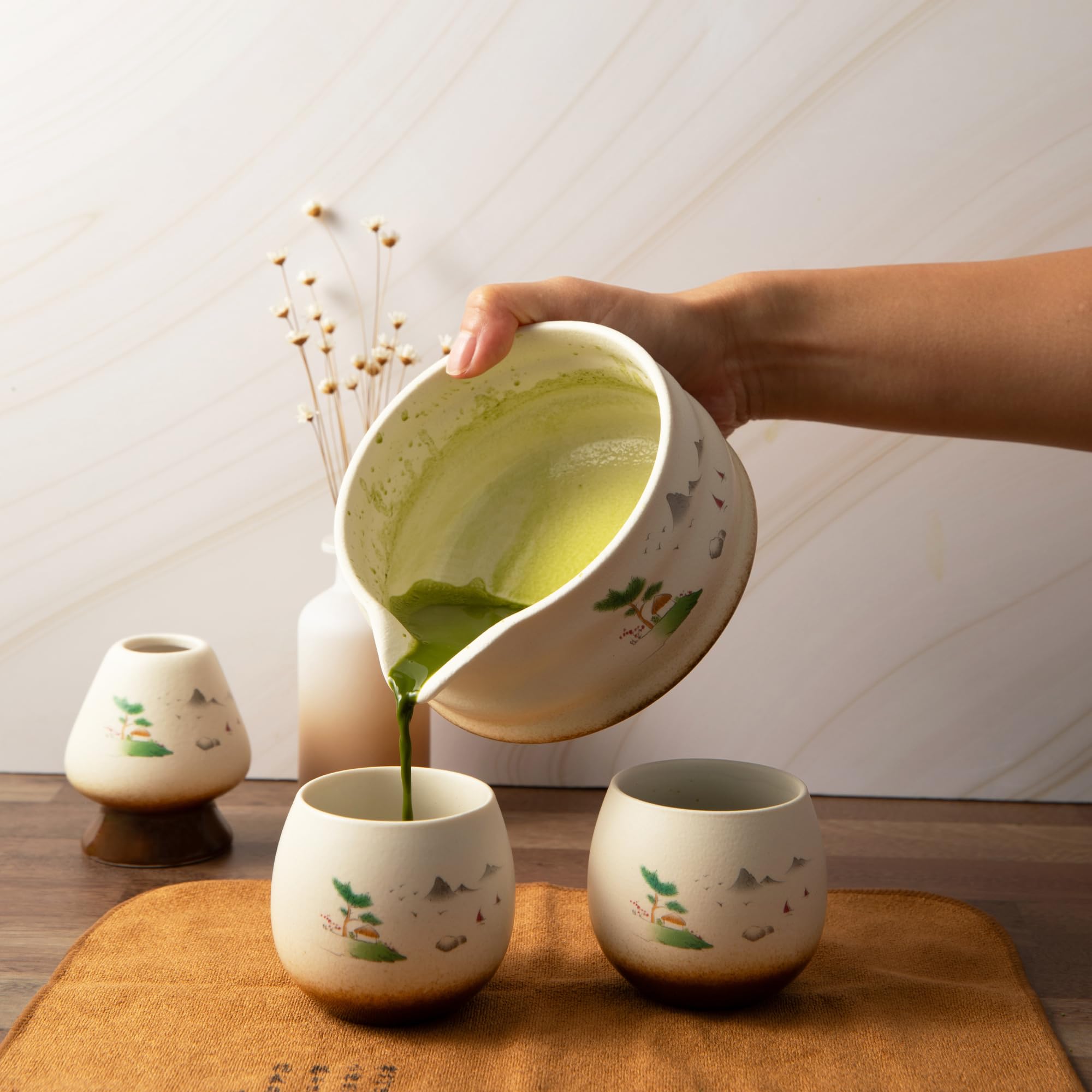 Marce Matcha Whisk Set- Matcha Set Includes Matcha Whisk And Bowl (Matcha Bowl With Spout), Matcha Sifter, Matcha Whisk Holder A