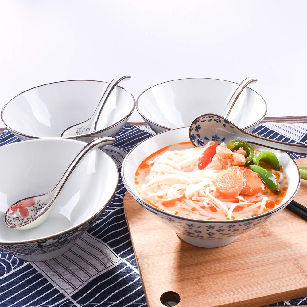 Cerficer Ramen Bowls Noodle Bowls Soup Bowls 7.5 Inch High Bowls For For Ramen Cereal Soup Pho Udon Asian Noodles Deep Noodle Se