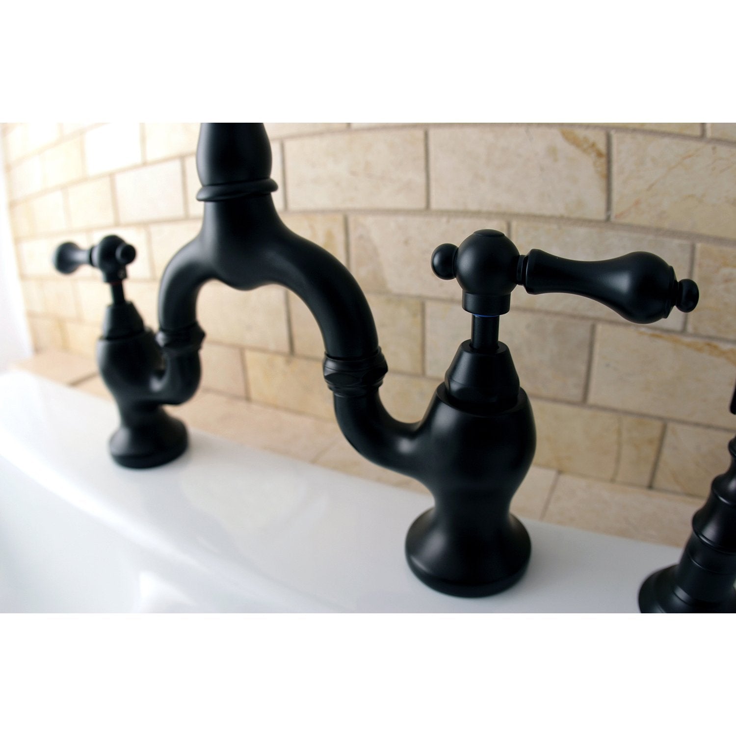 Kingston Brass KS7755ALBS English Country Kitchen Bridge Faucet with Brass Sprayer  Oil Rubbed Bronze