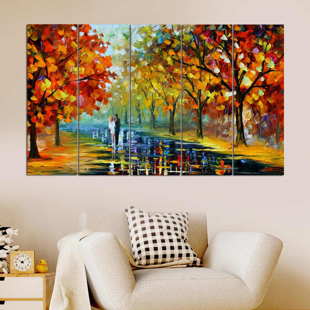 Maxstone Beautiful Tree With Love Bird Abstract Painting For Wall (60 X 30 Inch) Scenery Wall Painting Multiple Frames Wall Hang