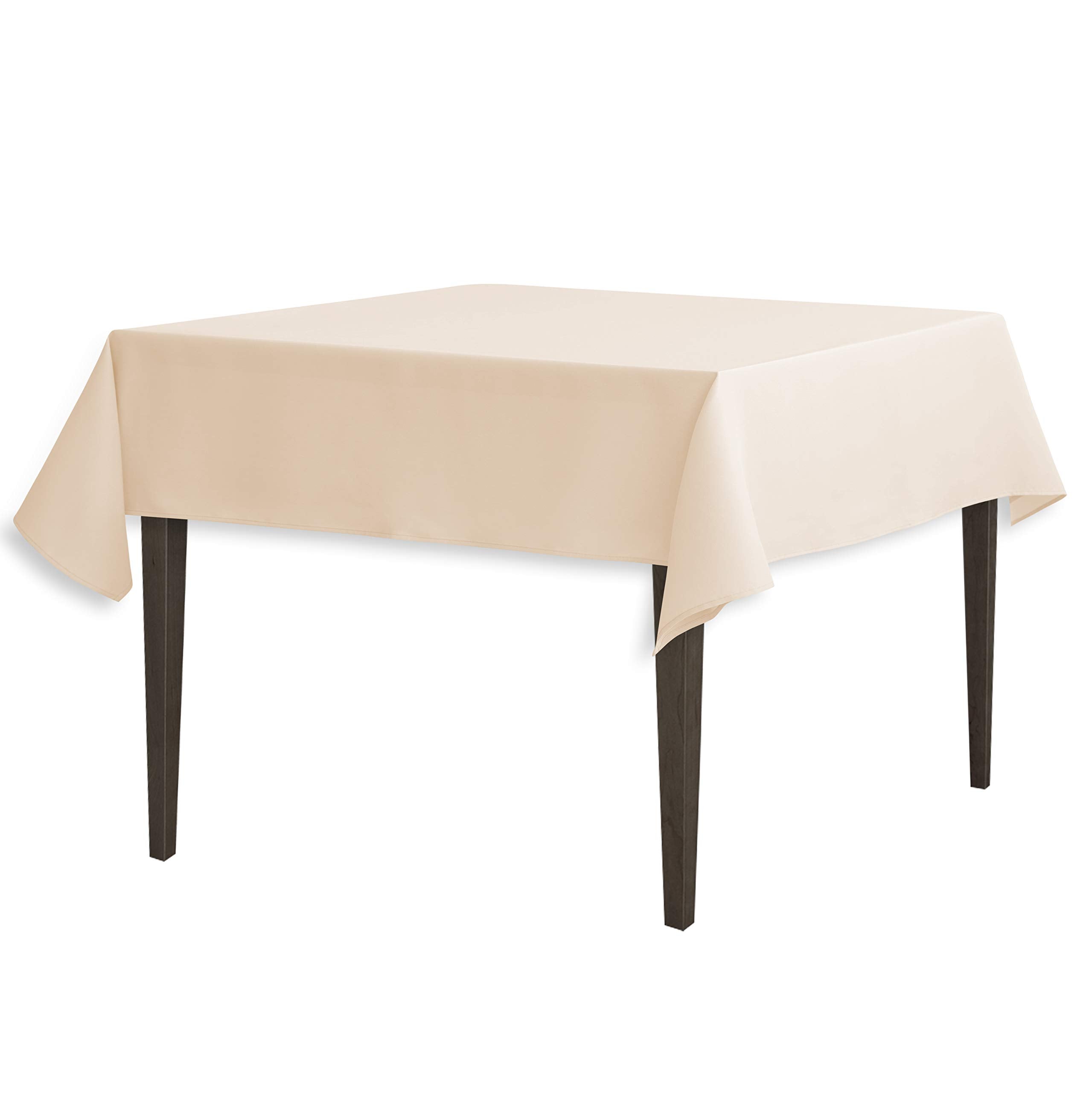 Linentablecloth 54-Inch Square Polyester Tablecloth Beige