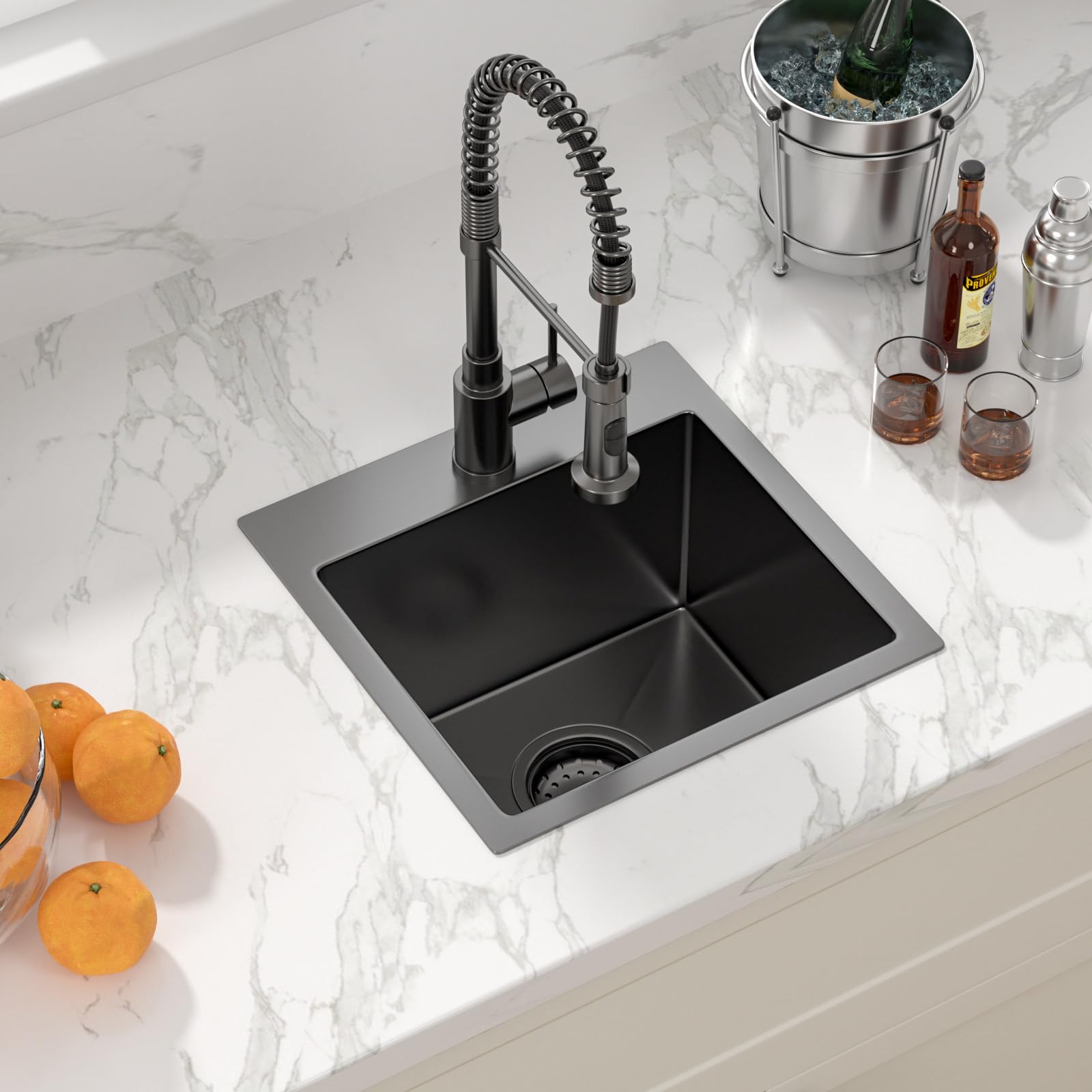 Sarlai 18 Drop Bar Sink Stainless Steel - 18 X 18 Inch Bar Prep Sink Square Topmount Stainless Steel 16 Gauge Deep Single Bowl O