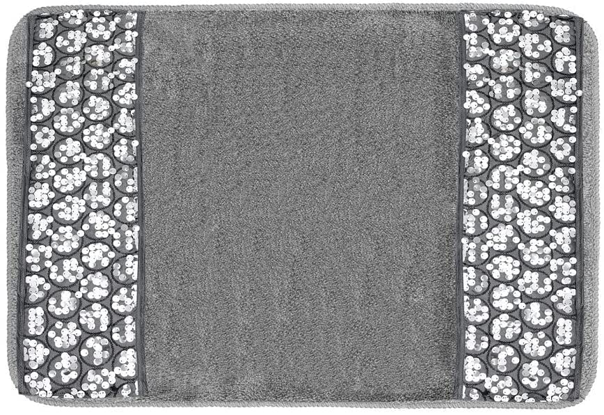 Zahari Home Sinatra Modern Bathroom Rug Classic Luxury Bath Rug Contemporary Decor Silver Bath Mat For Shower Unique Design Styl