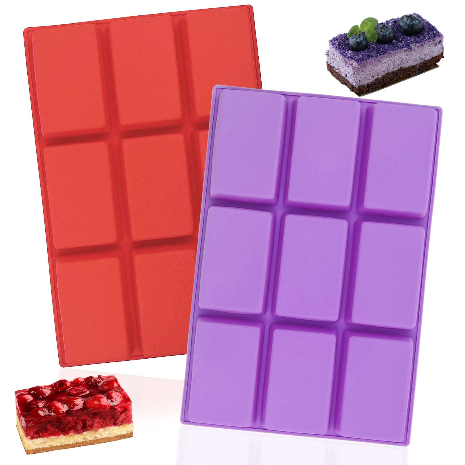 Silicone Mini Loaf Pan (2Pack) 9 Cavities NonStick Baking Mold  Bread Cake Chocolate Mold, Suitable for Ice, Biscuits, Cakes,
