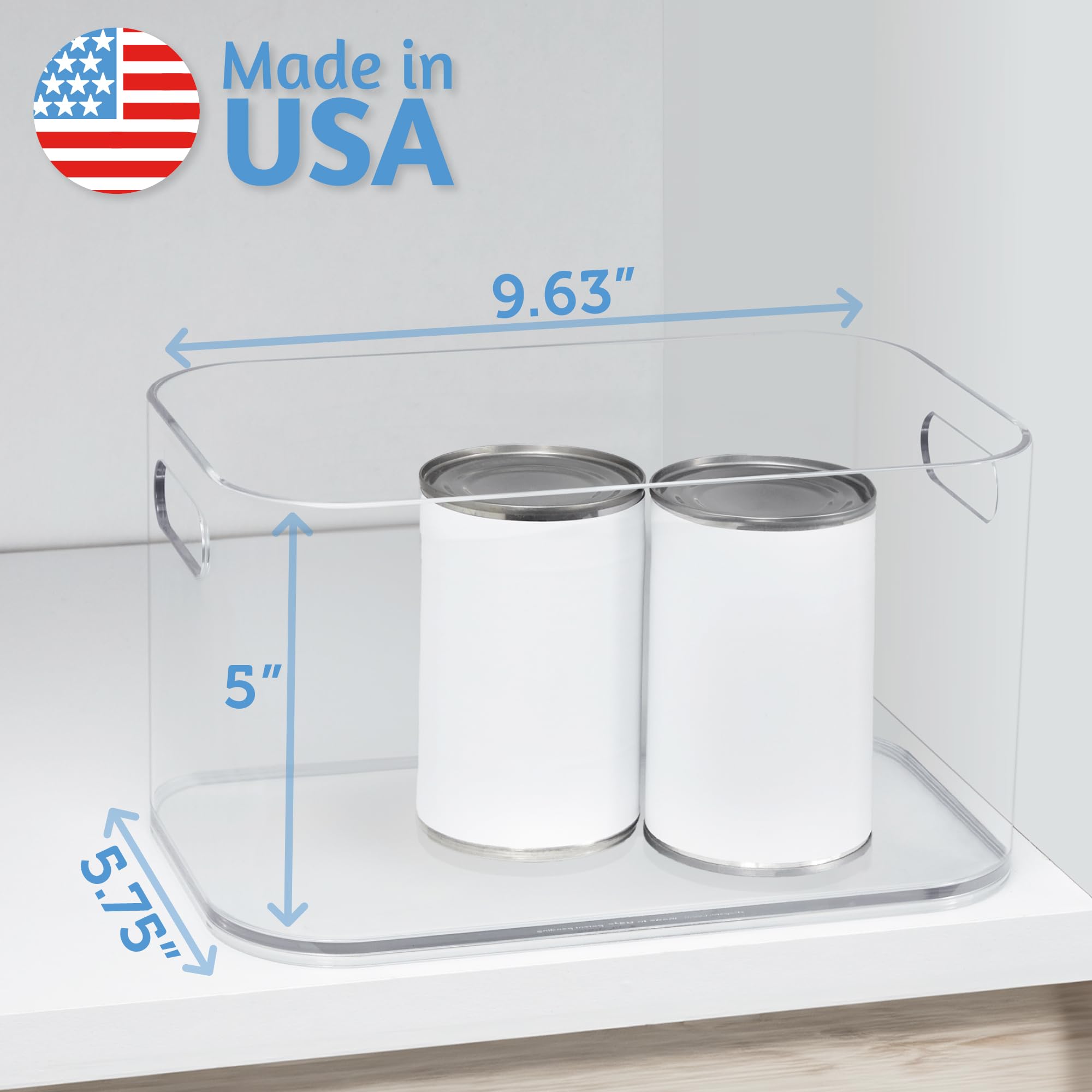 Stori Bliss 10'' X 6'' Open Clear Pantry Organizer Bin, Plastic Containers With Handle For Kitchen, Fridge, Cabinet, Closet, Bat